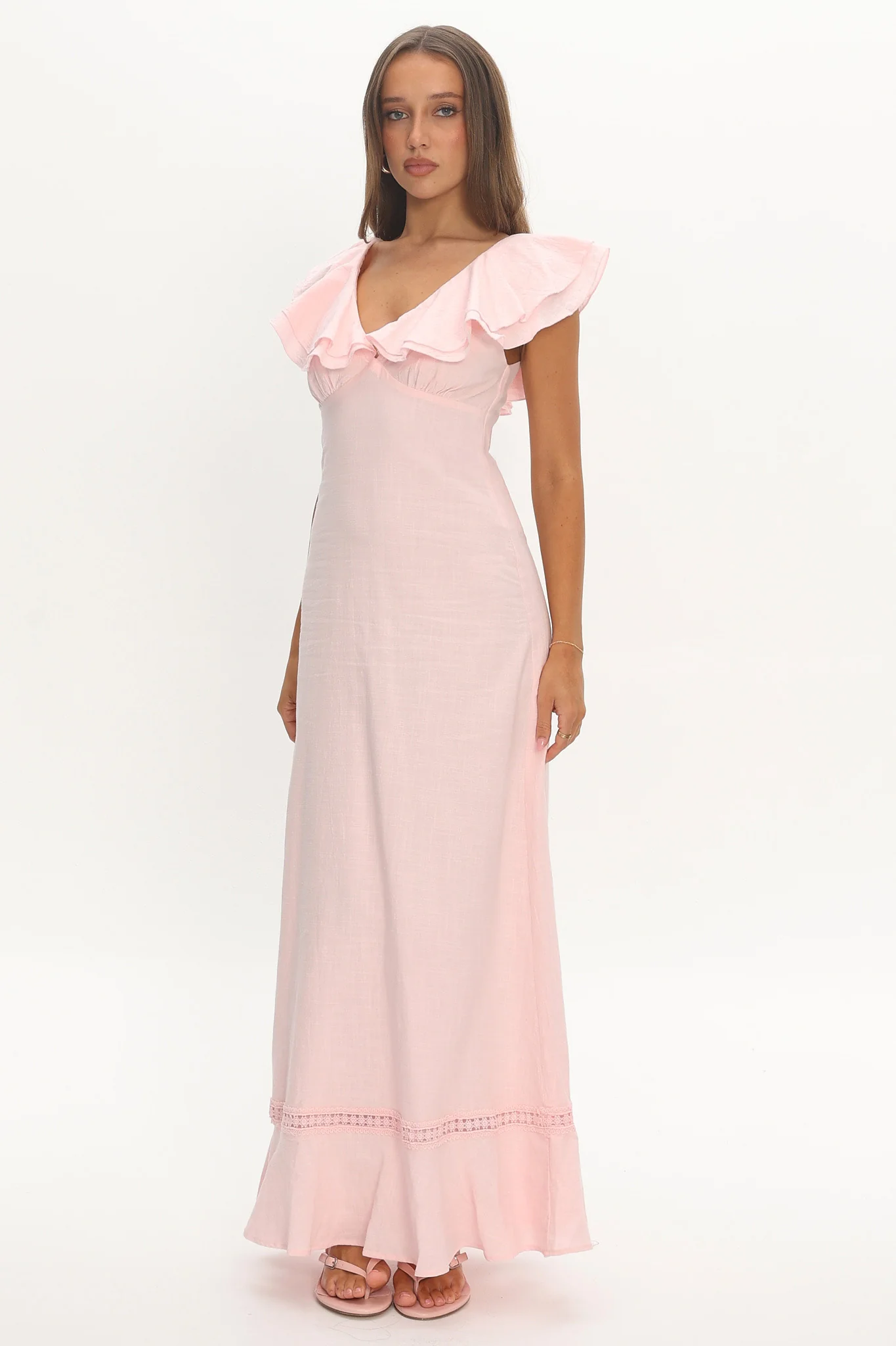 Posie Ruffle Tiered Maxi Dress Pink