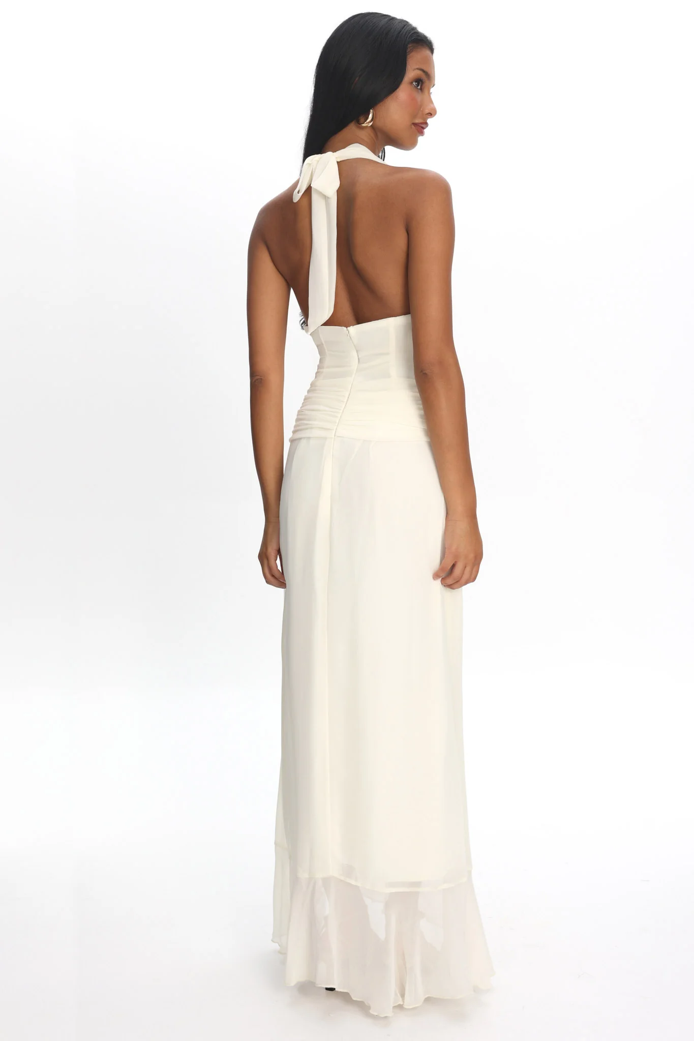Logen Cowl Halterneck Maxi Dress Eggshell