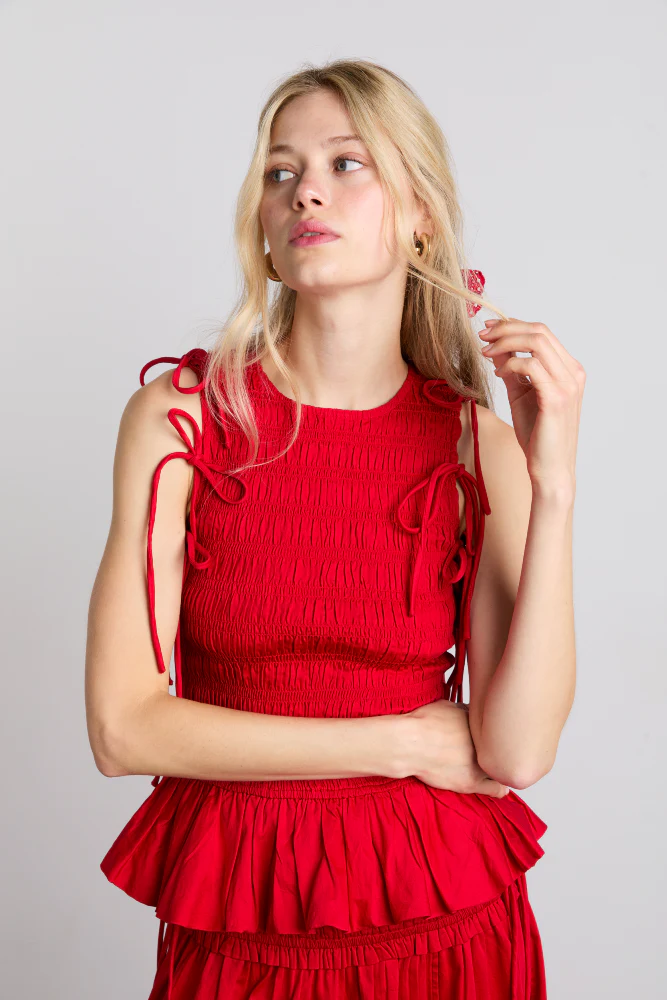 becca multi-way blouse - cherry