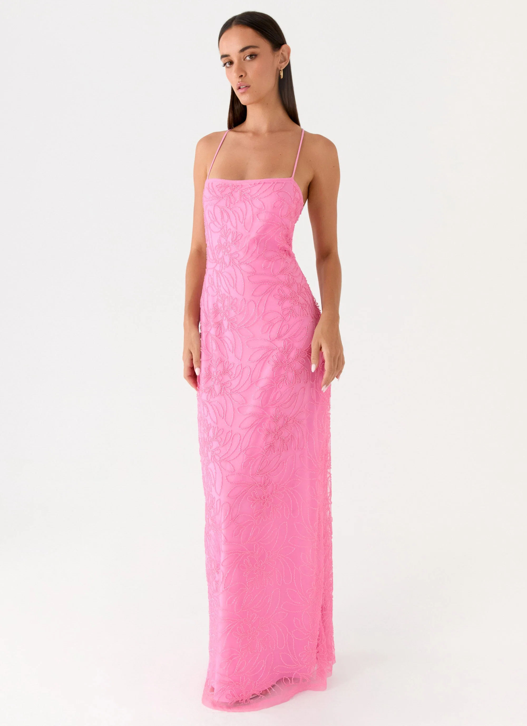 Wonyoung Beaded Maxi Dress - Pink