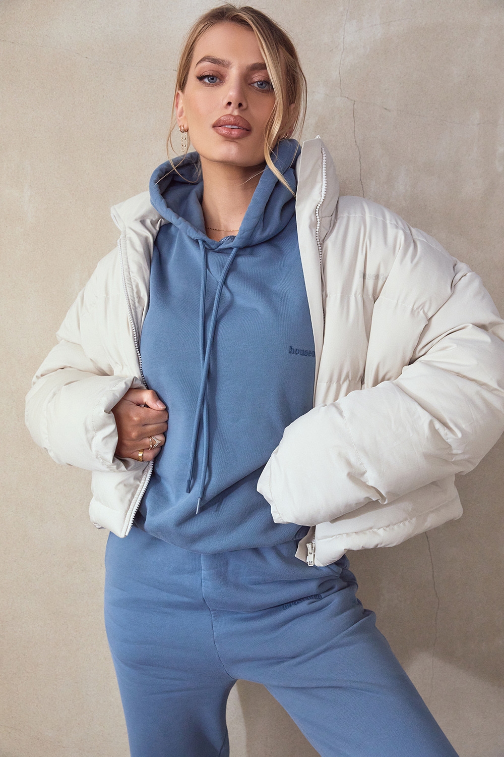 azure cotton fleece-back oversized hoodie