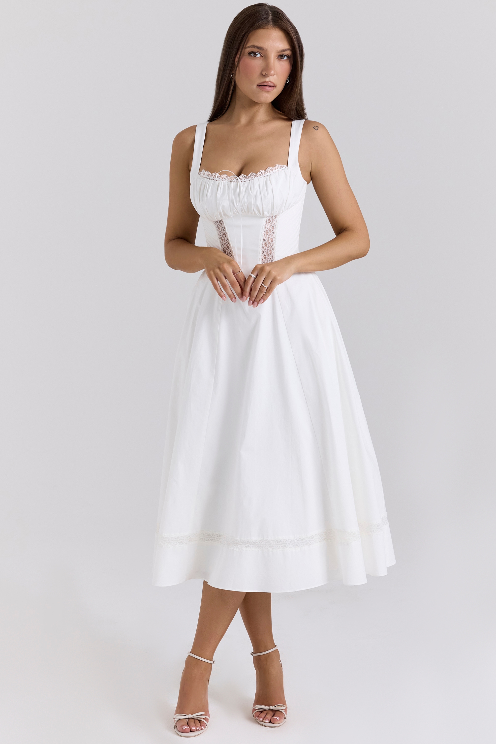 White Cotton Midi Sundress