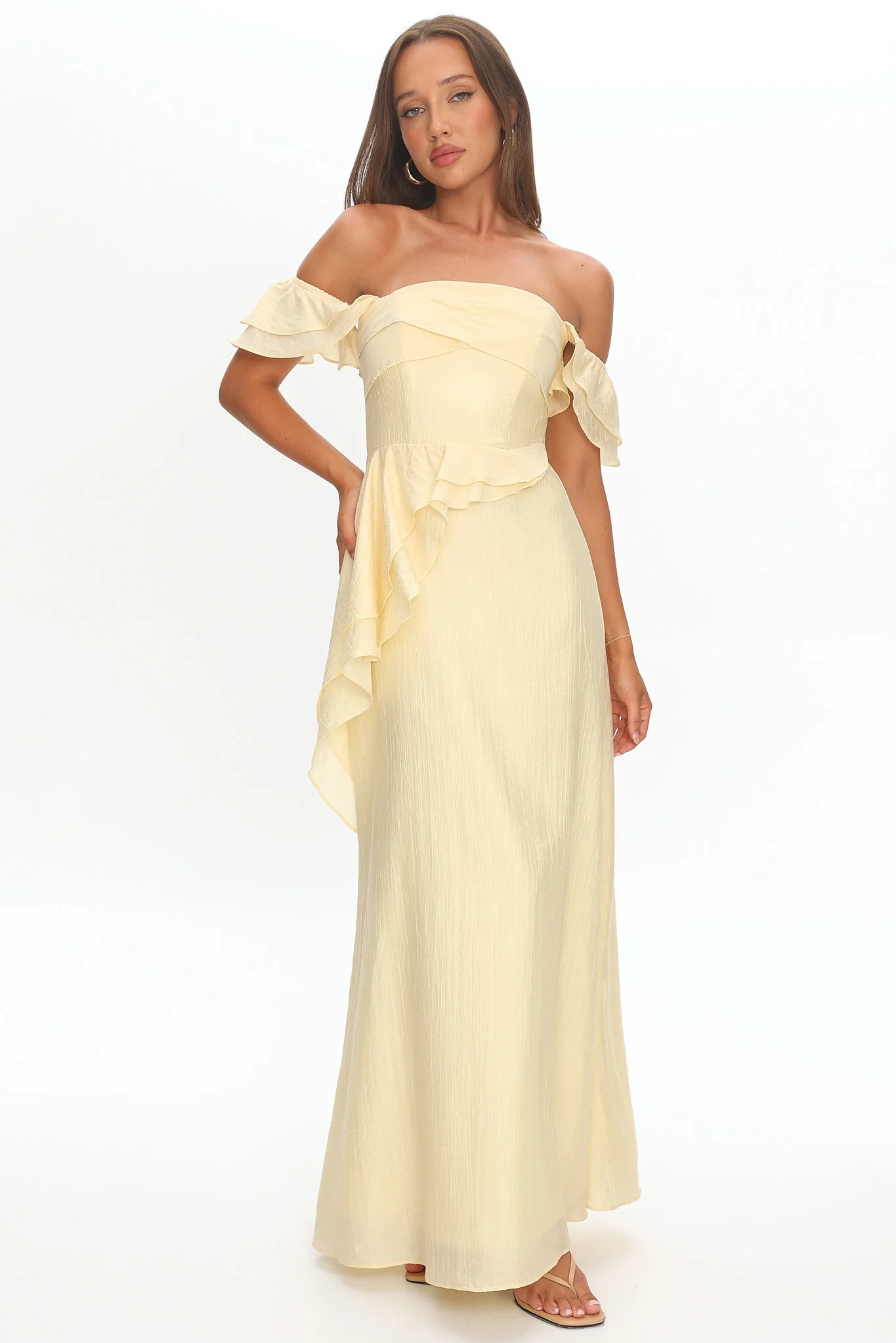 Natale Off-Shoulder Ruffle Maxi Dress Butter