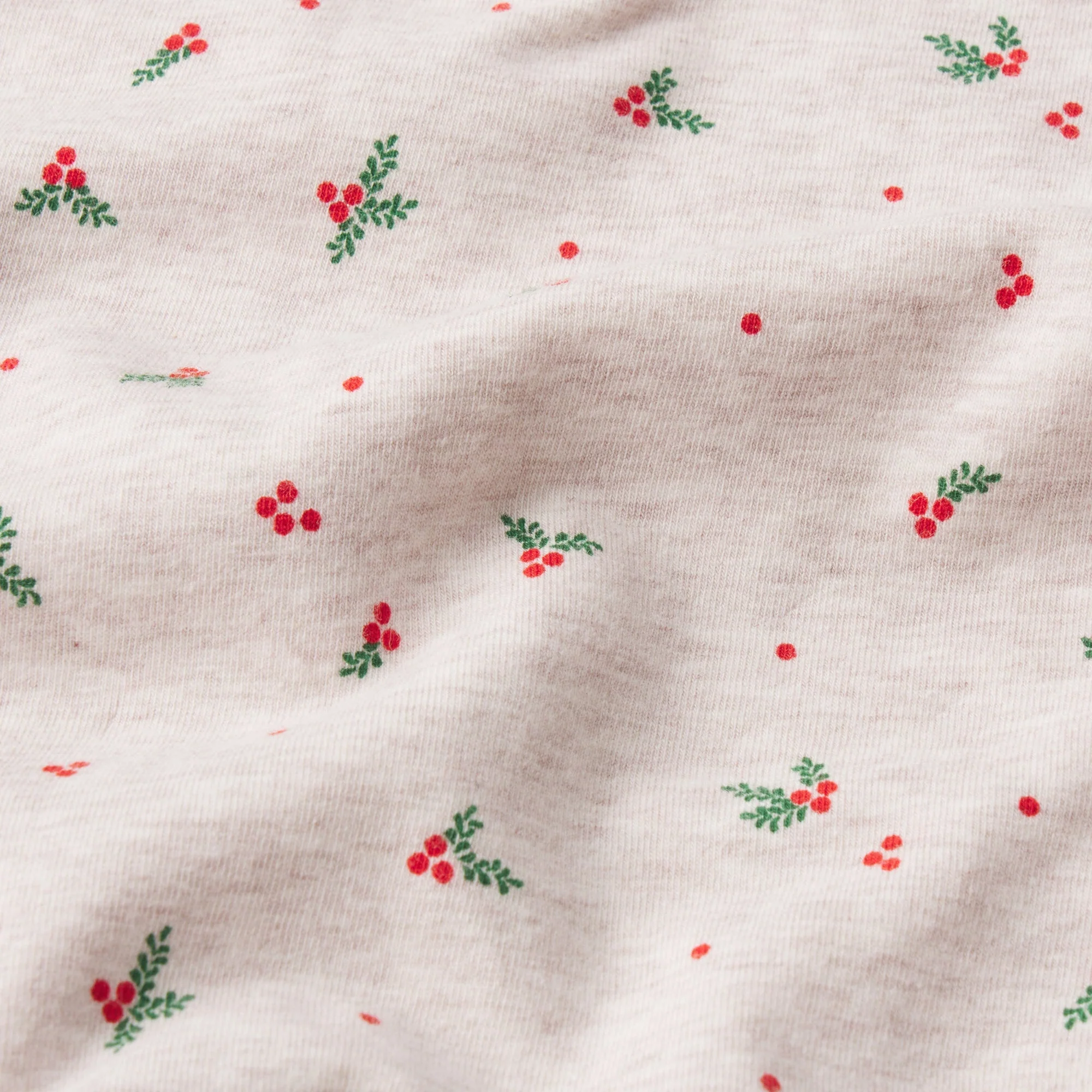 Cotton Jersey T-Shirt - Oatmeal Heather Holly Print