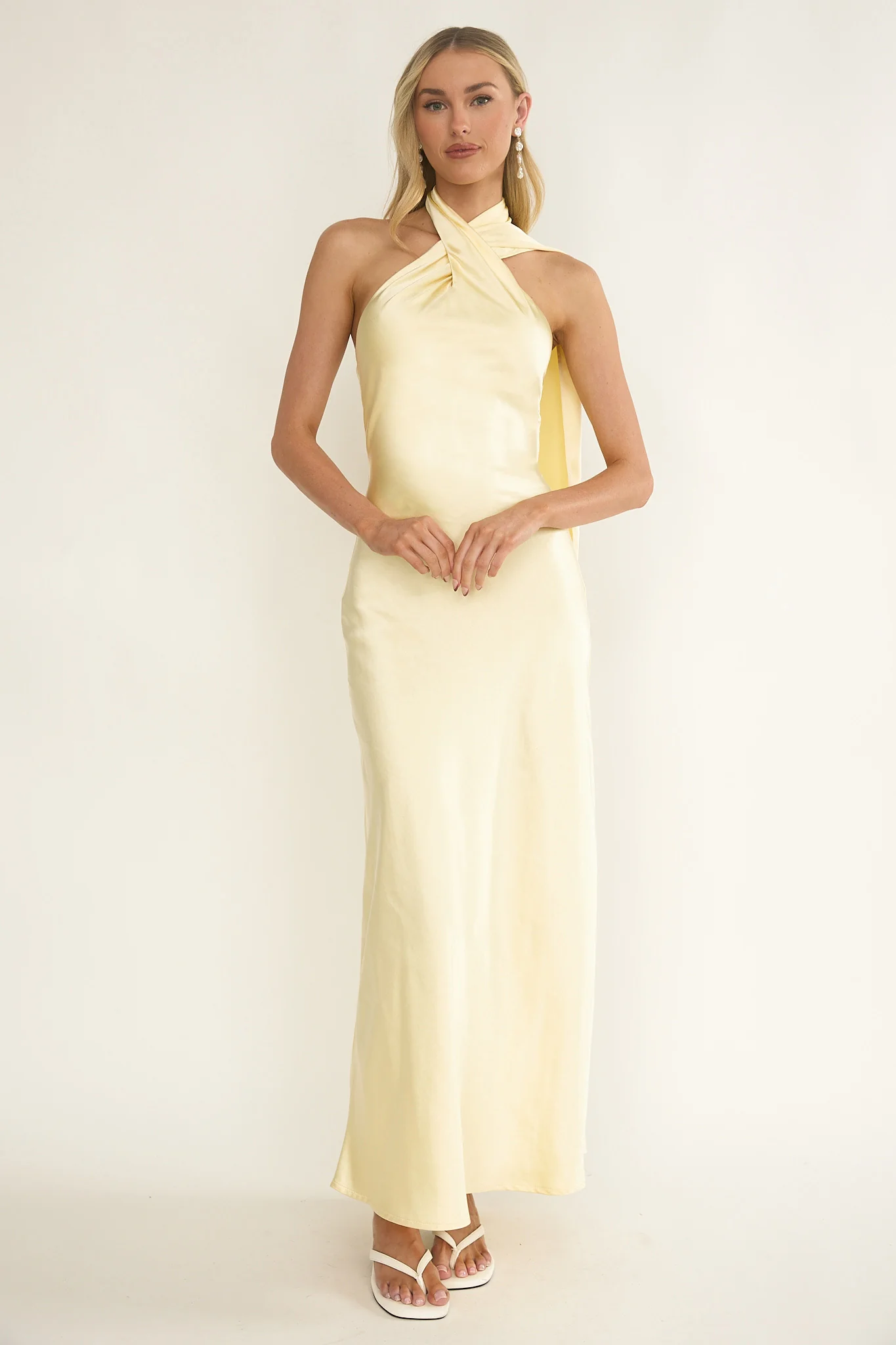 Alvara Crossover Halterneck Maxi Dress Butter