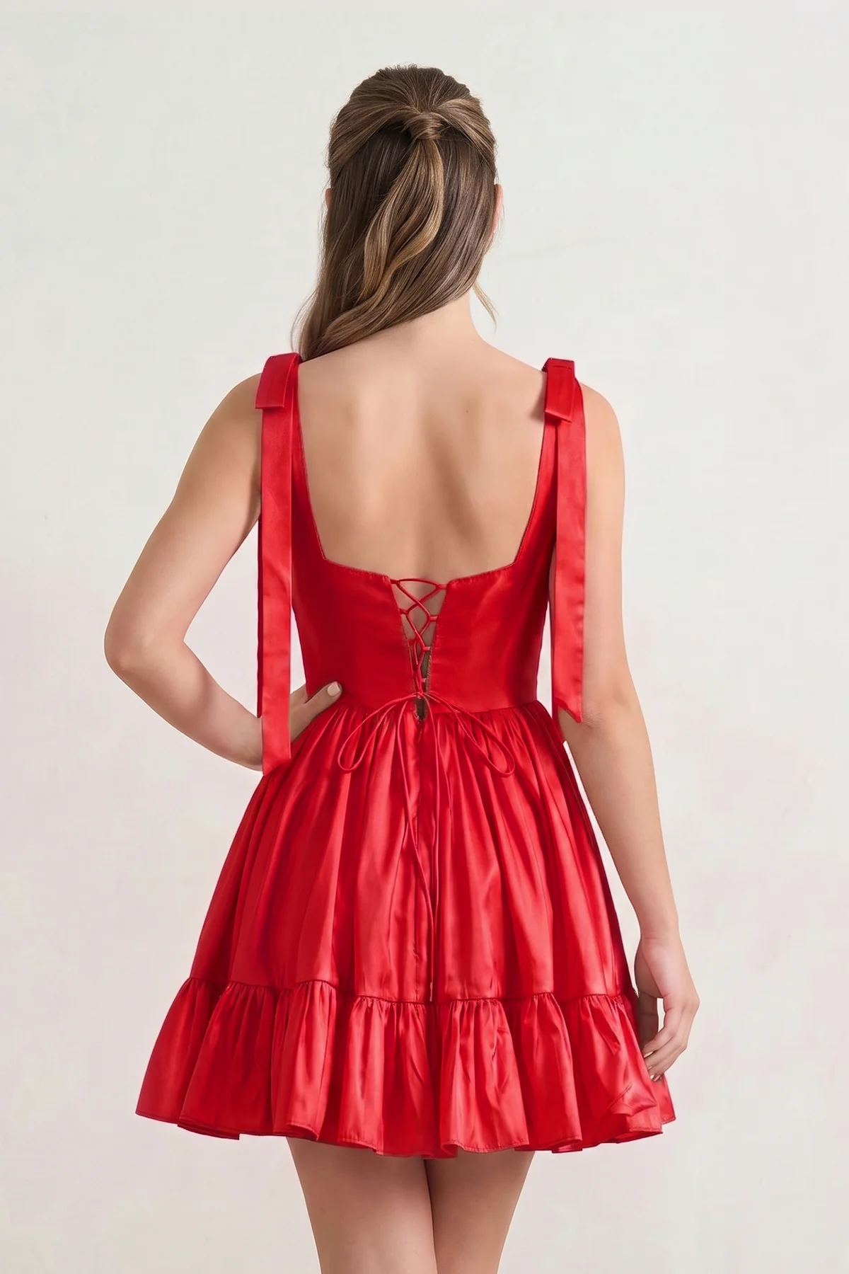 A-line Spaghetti Straps Homecoming Dress with Ruffle