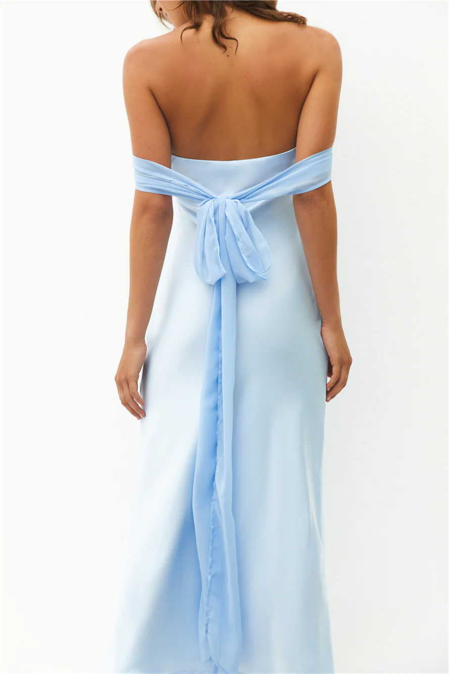 Cleo Cove Strapless Maxi Dress Blue - luluinthesky
