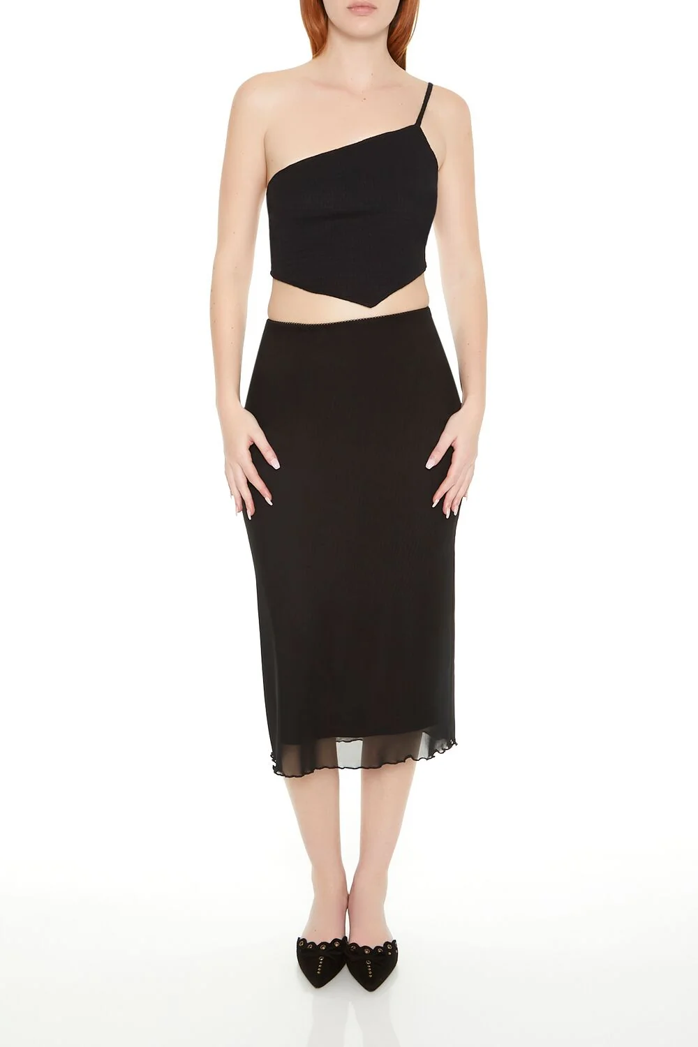 Textured One-Shoulder Crop Top
