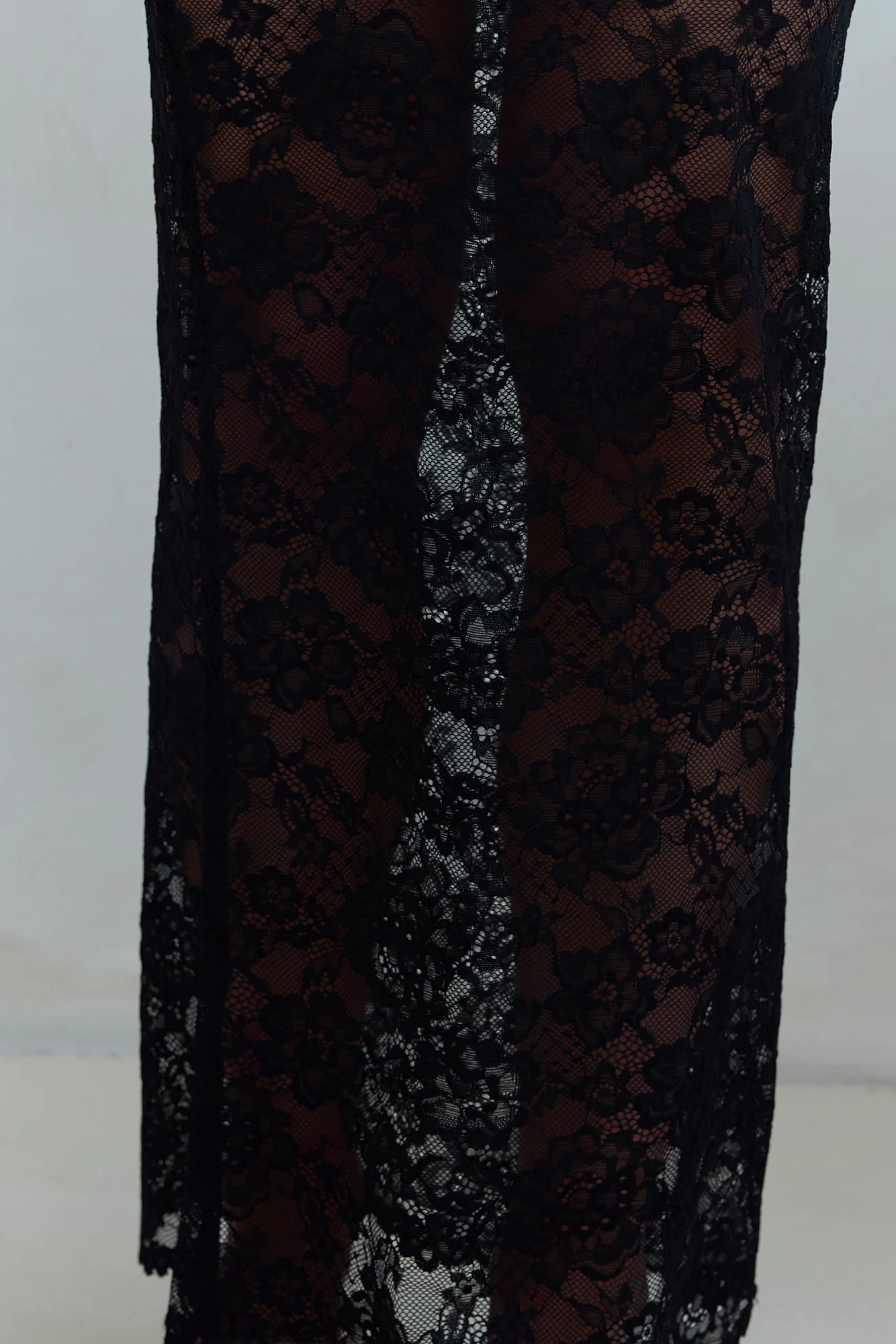 Date In Soho Sheer Lace Maxi Skirt Black