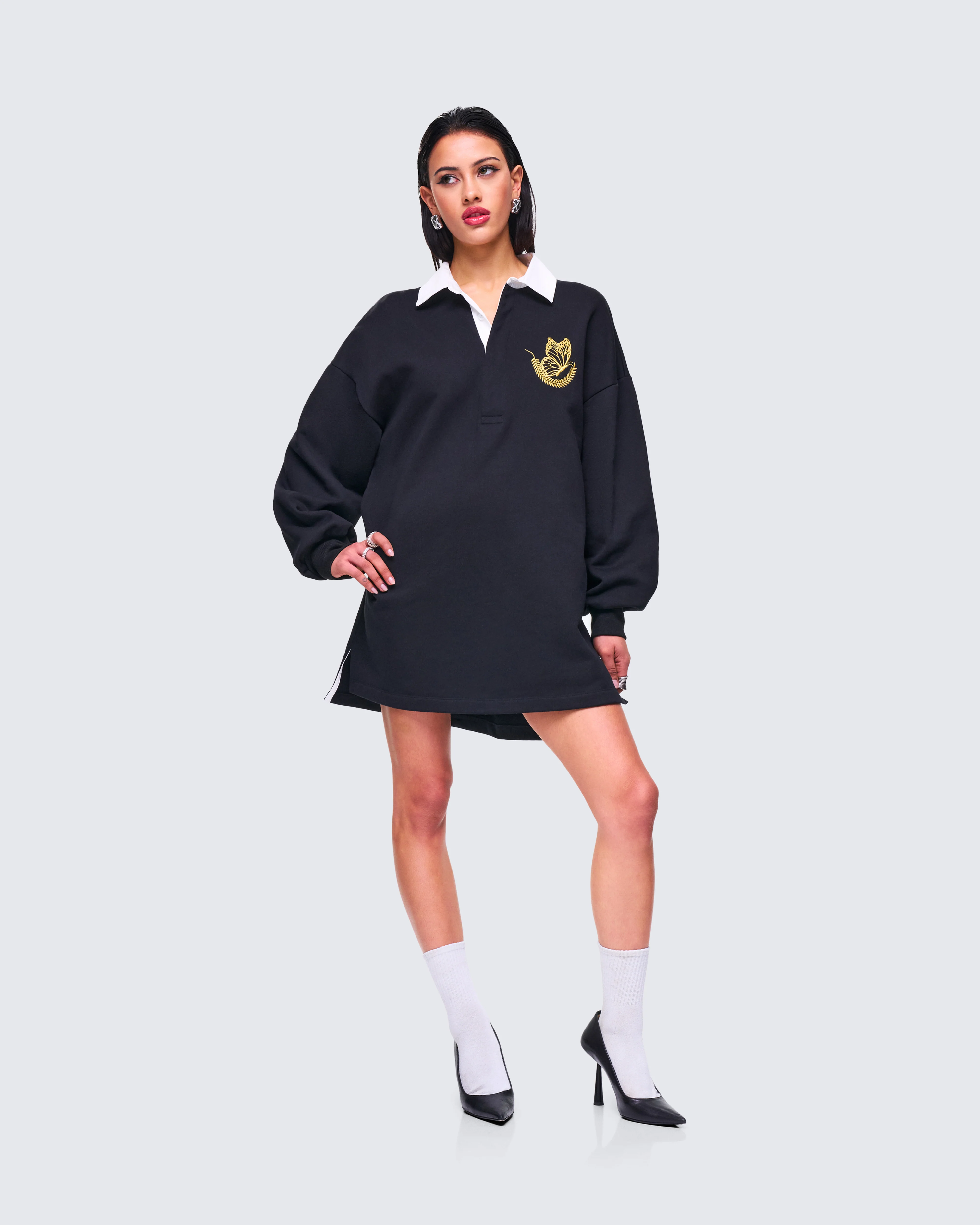 Iden Black Rugby Polo Dress