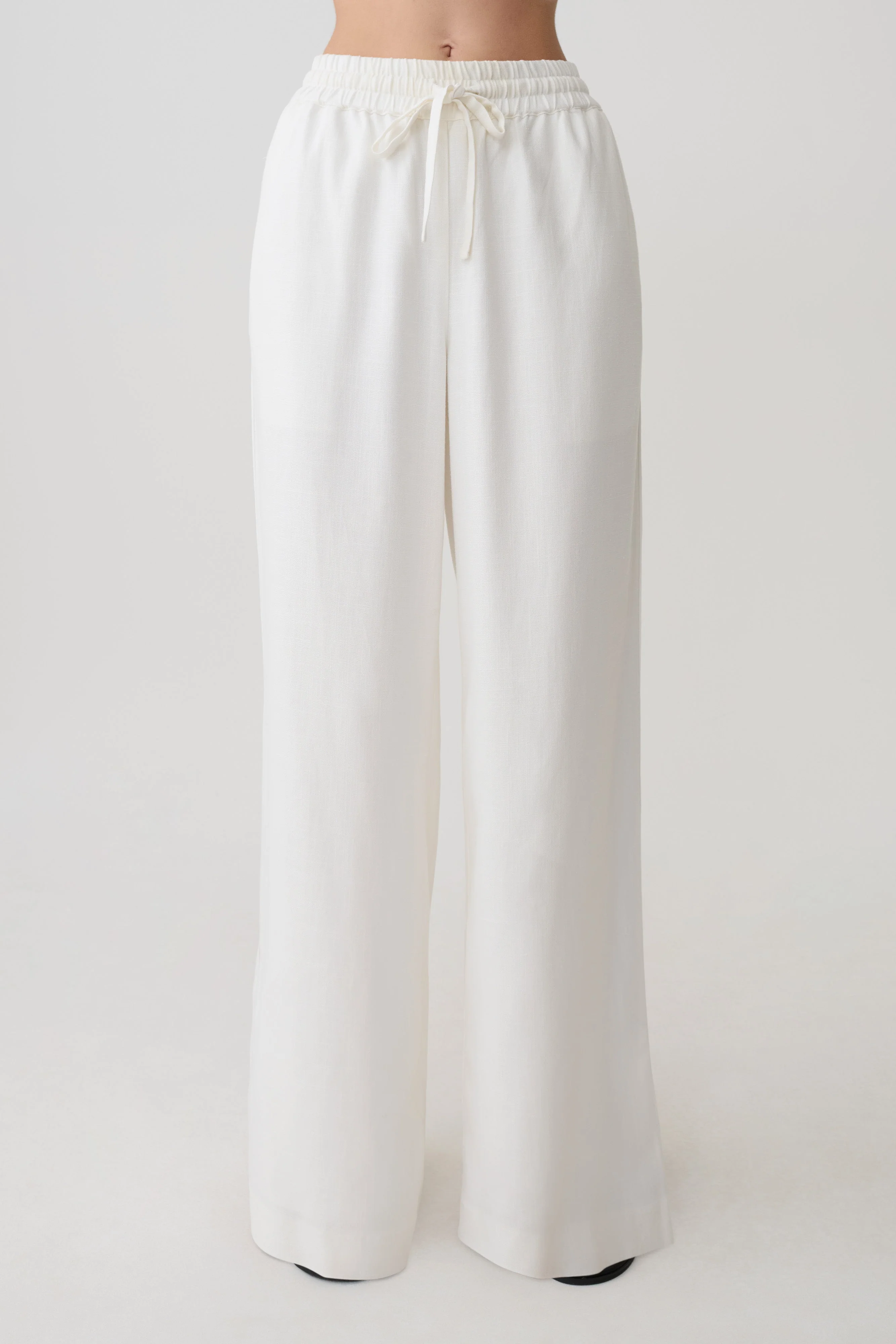 Selena Linen Straight Leg Pant - White