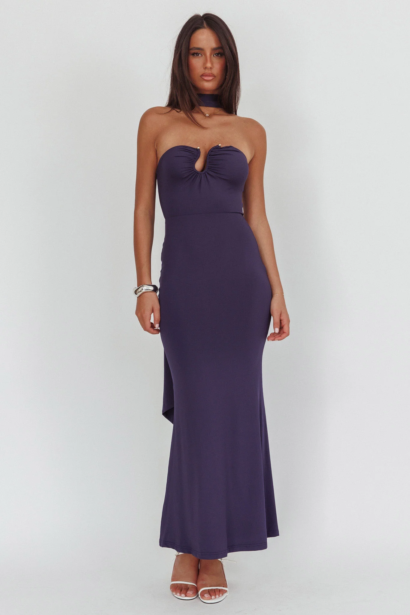 Raeva Strapless Scarf Maxi Dress Navy