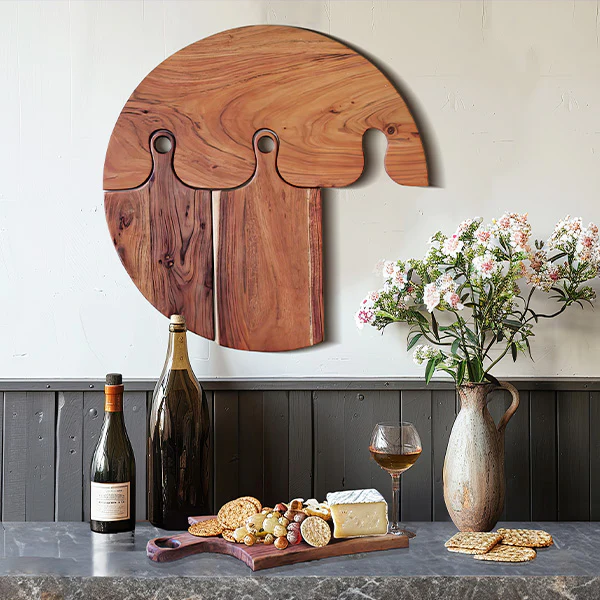 Hanging Acacia Wood Cutting Boards, Set of Four