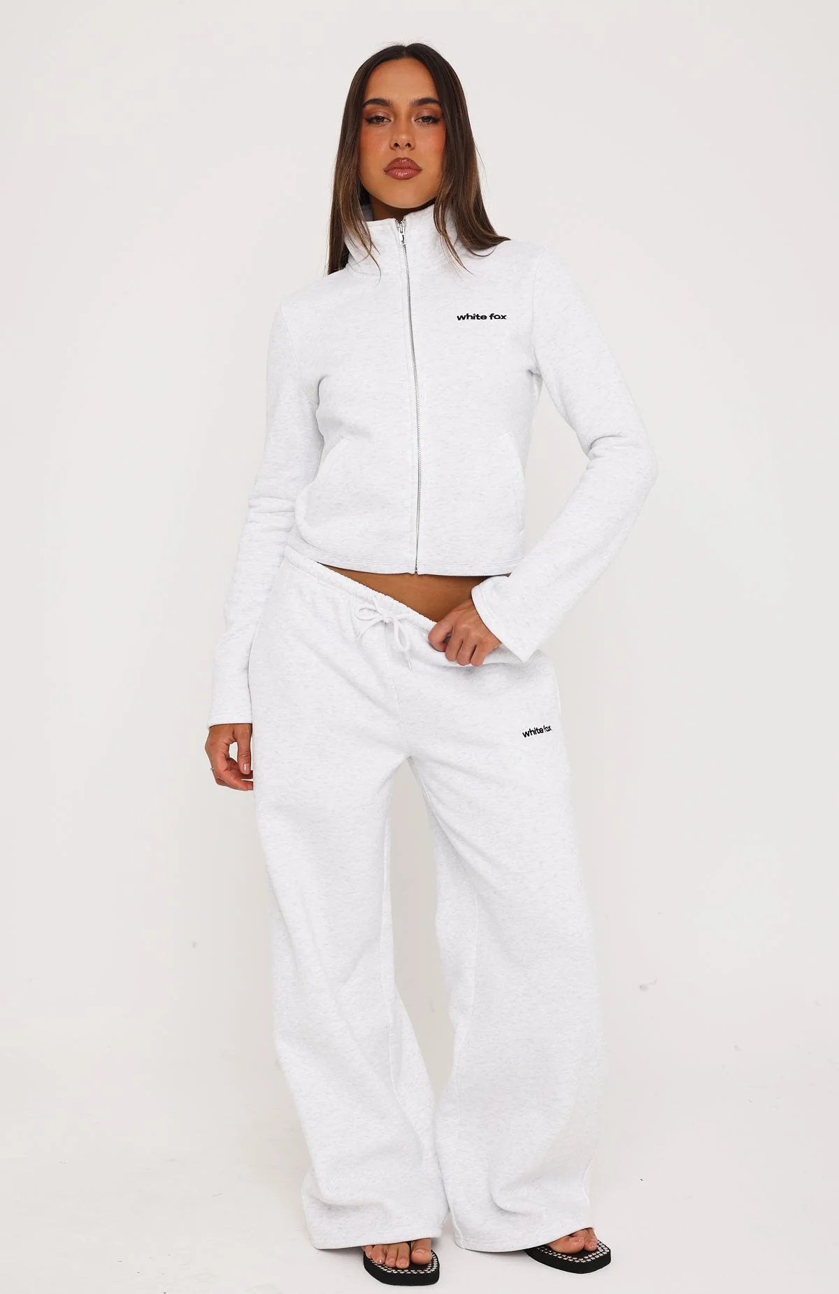 Not Changing Zip Front Funnel Neck Jacket Grey Marle