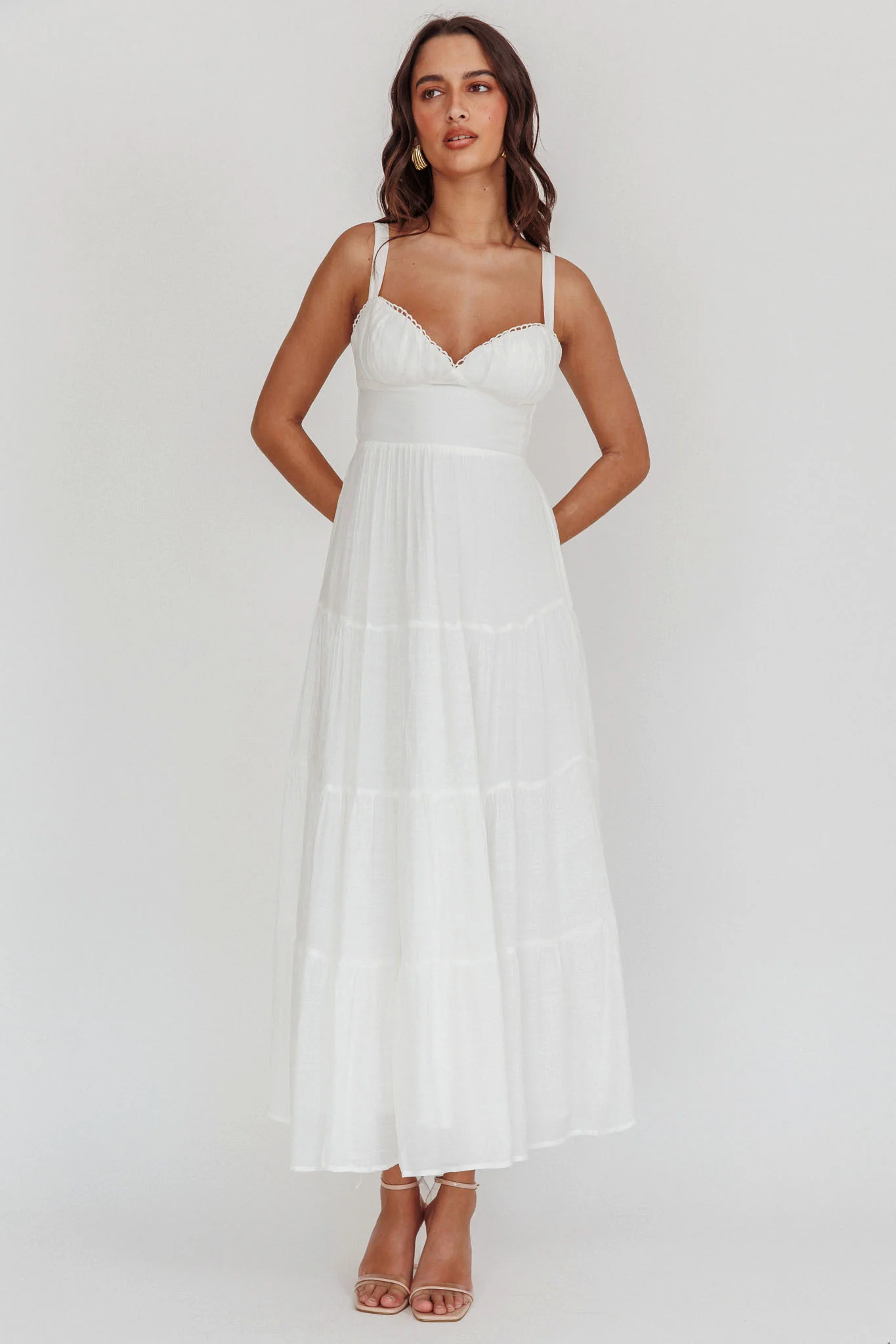 Neptune Cut Out Back A-Line Maxi Dress White - luluinthesky