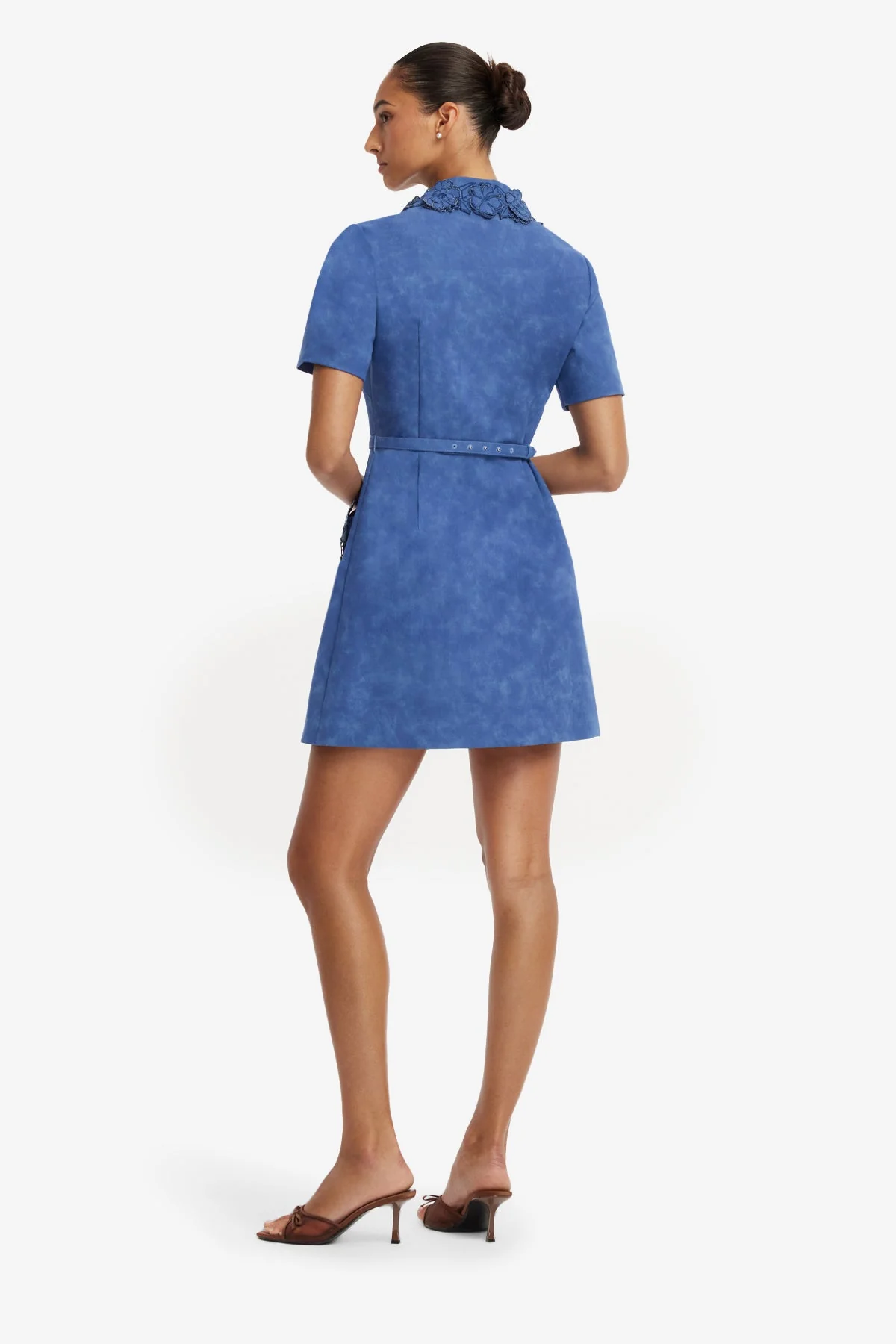 Ashley Appliqué Vegan Suede Mini Dress - Azure