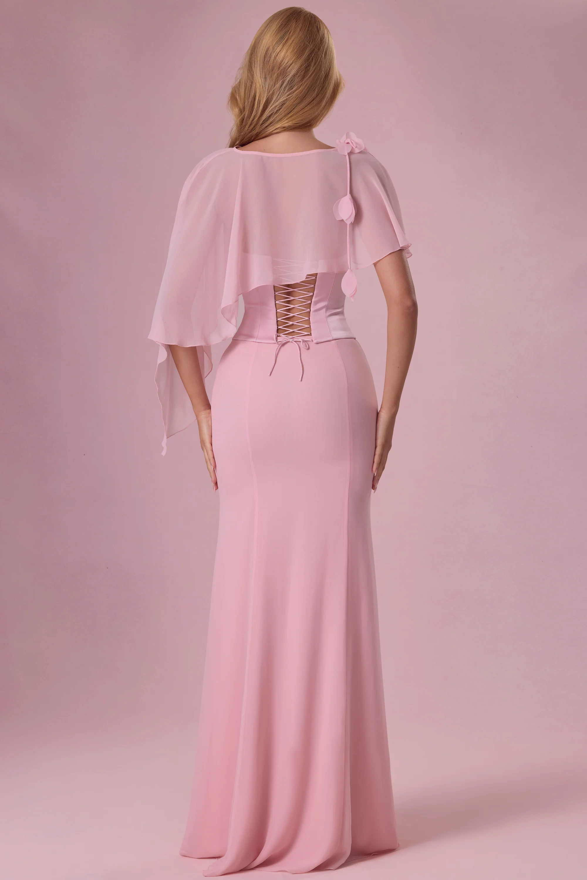 Premium Chiffon Cape in Blush Pink