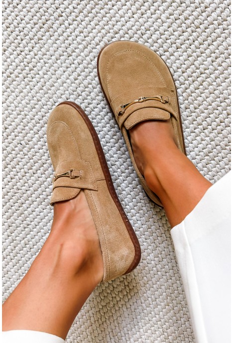 Beżowe zamszowe mokasyny barefoot Lazea
