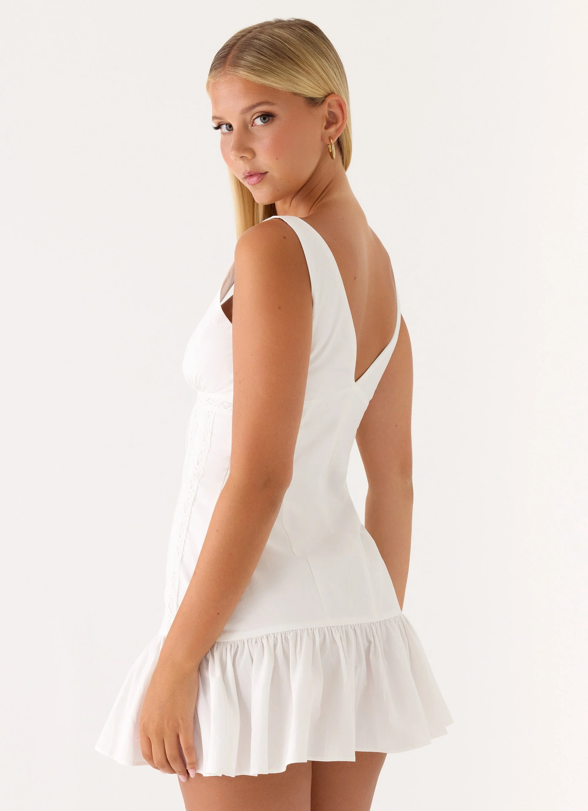 Gretel Mini Dress - White - luluinthesky