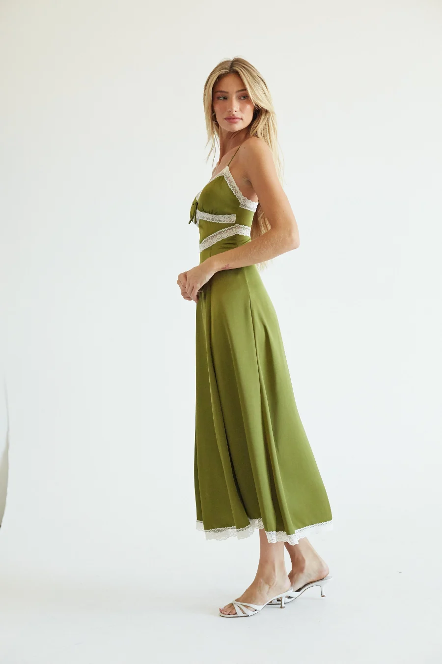 Robyn Lace Trim Satin Maxi Dress