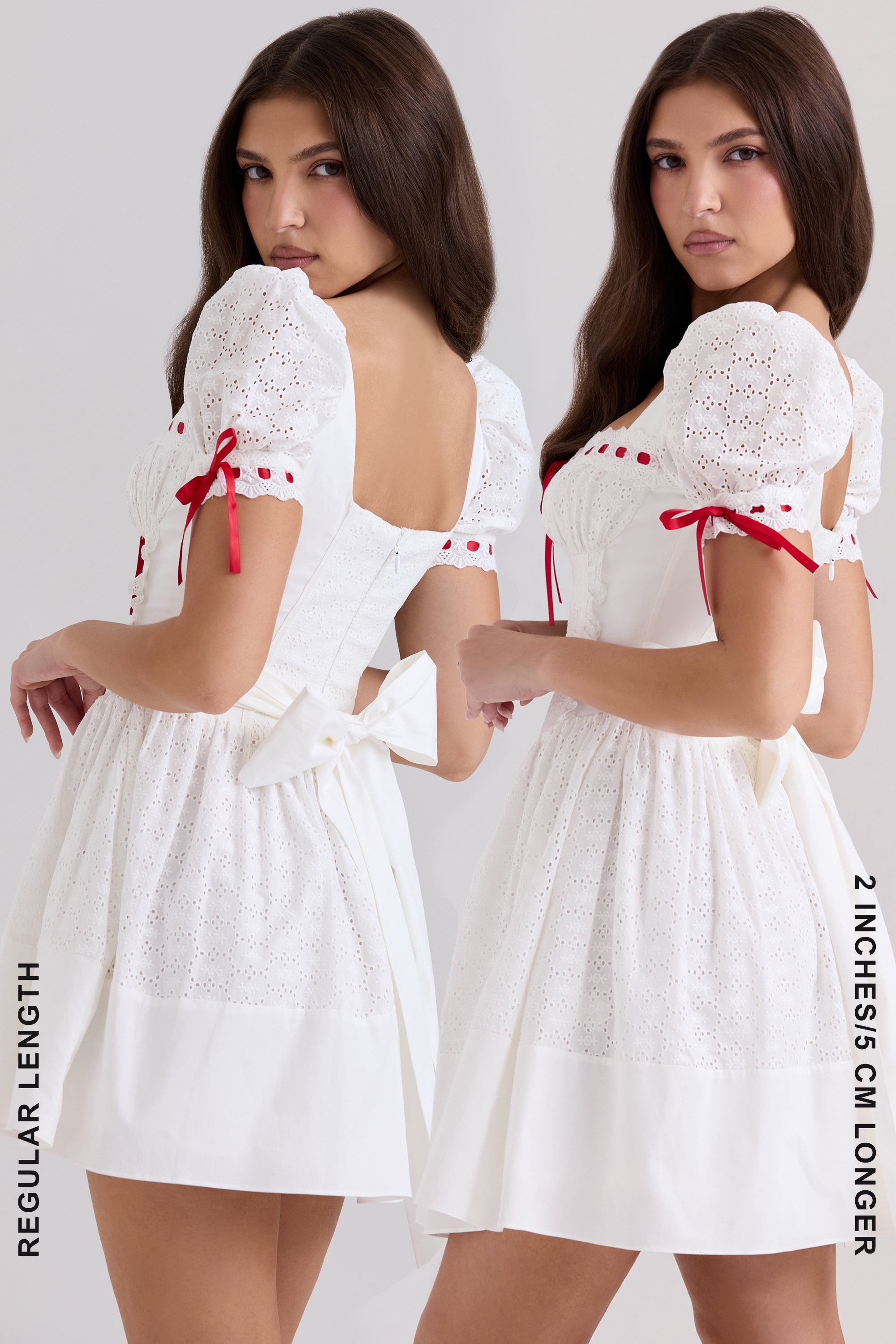 White Broderie Anglaise Puff Sleeve Mini Dress