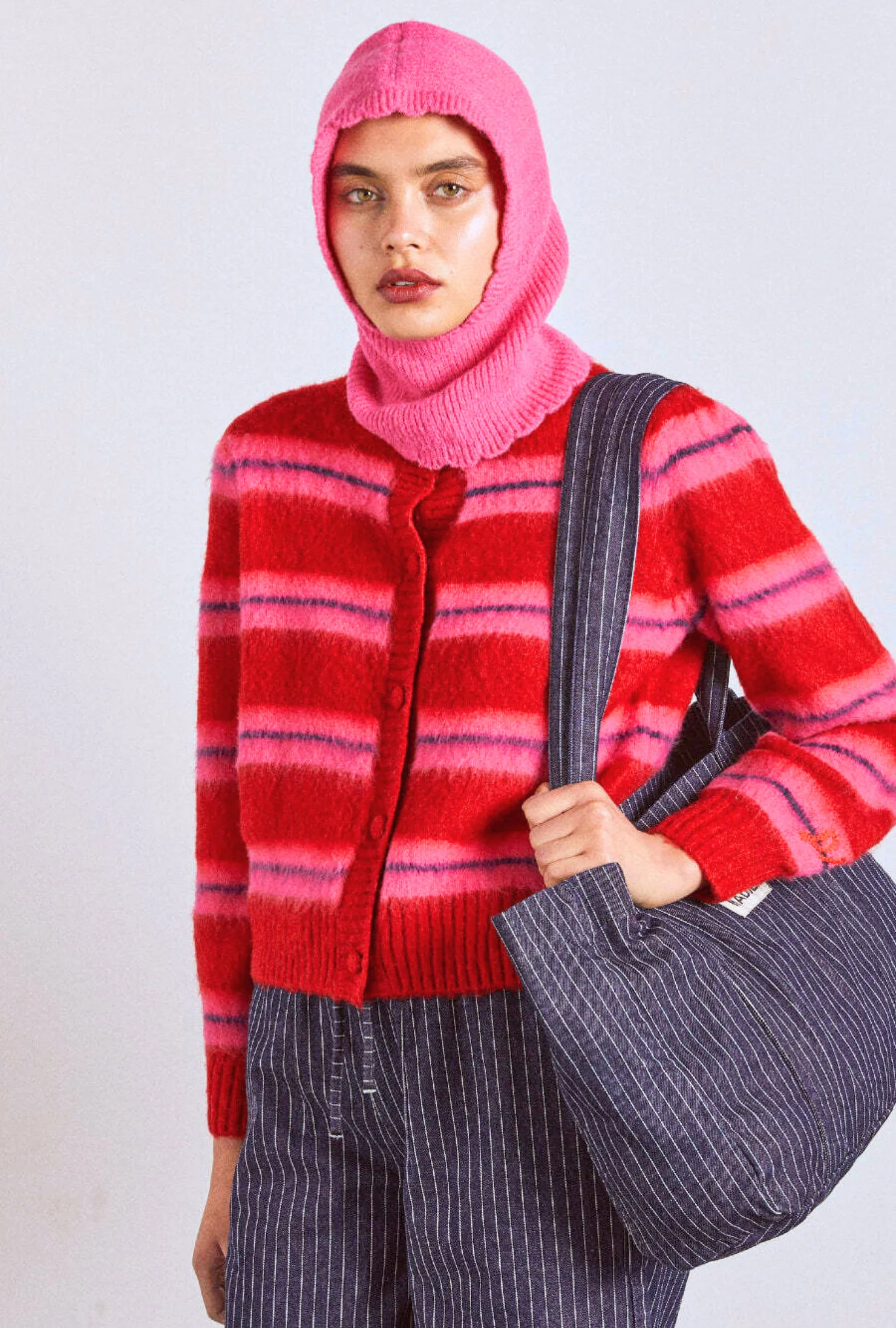 cece stripe cardigan - red & pink stripe - luluinthesky