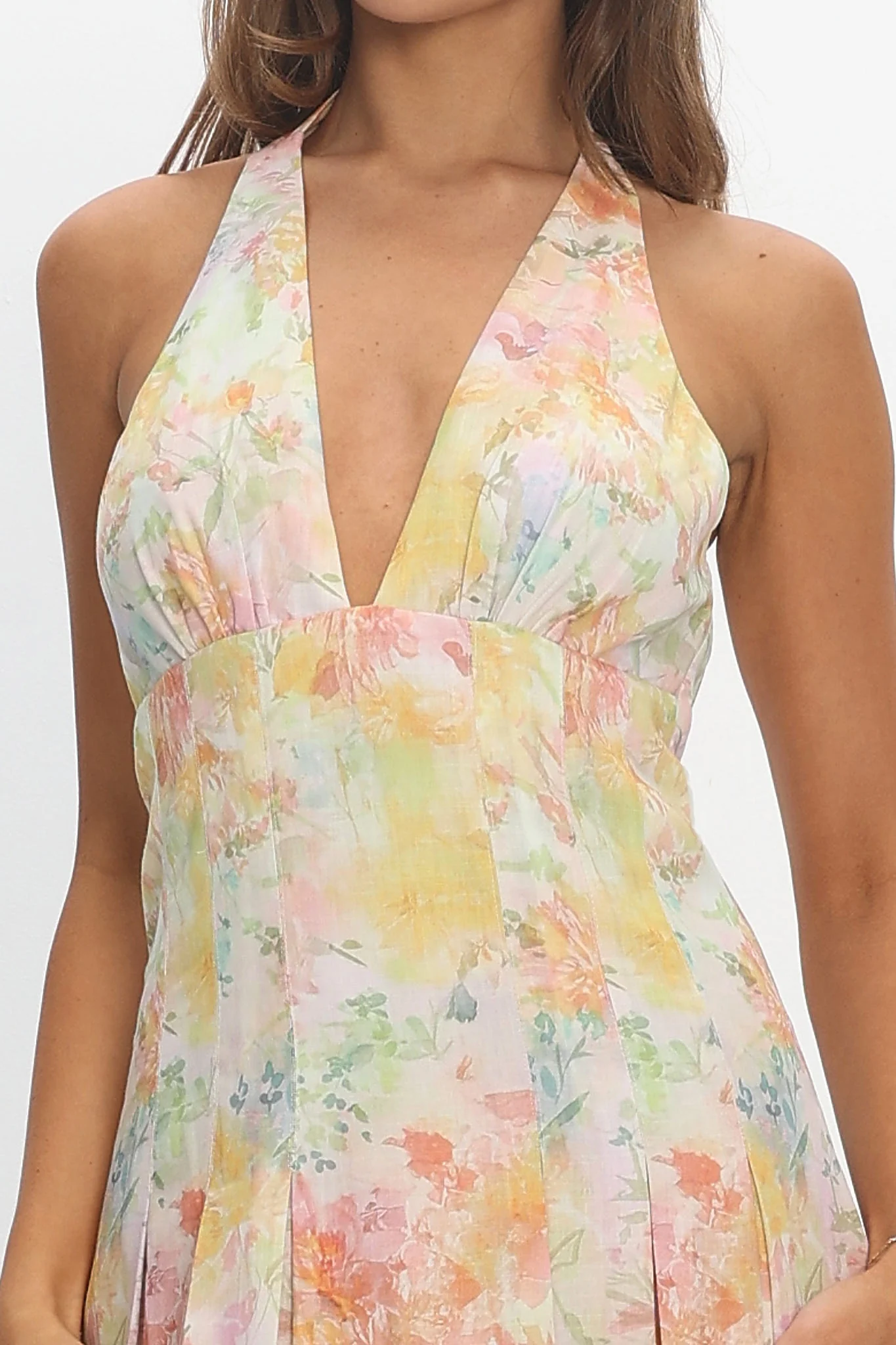 Is This Love Box Pleat Halter Maxi Dress Multi - luluinthesky