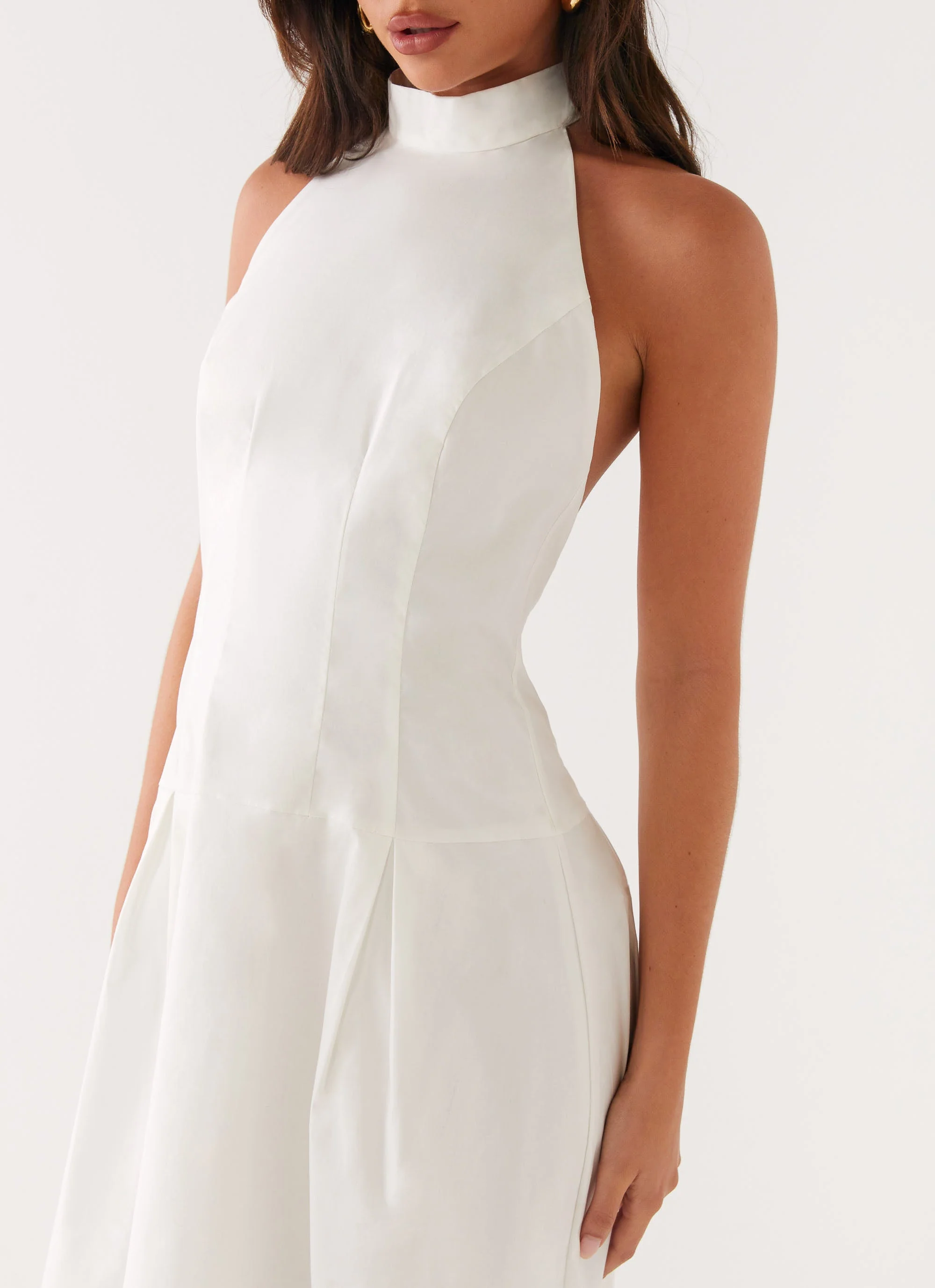 Calla Halter Midi Dress - White - luluinthesky