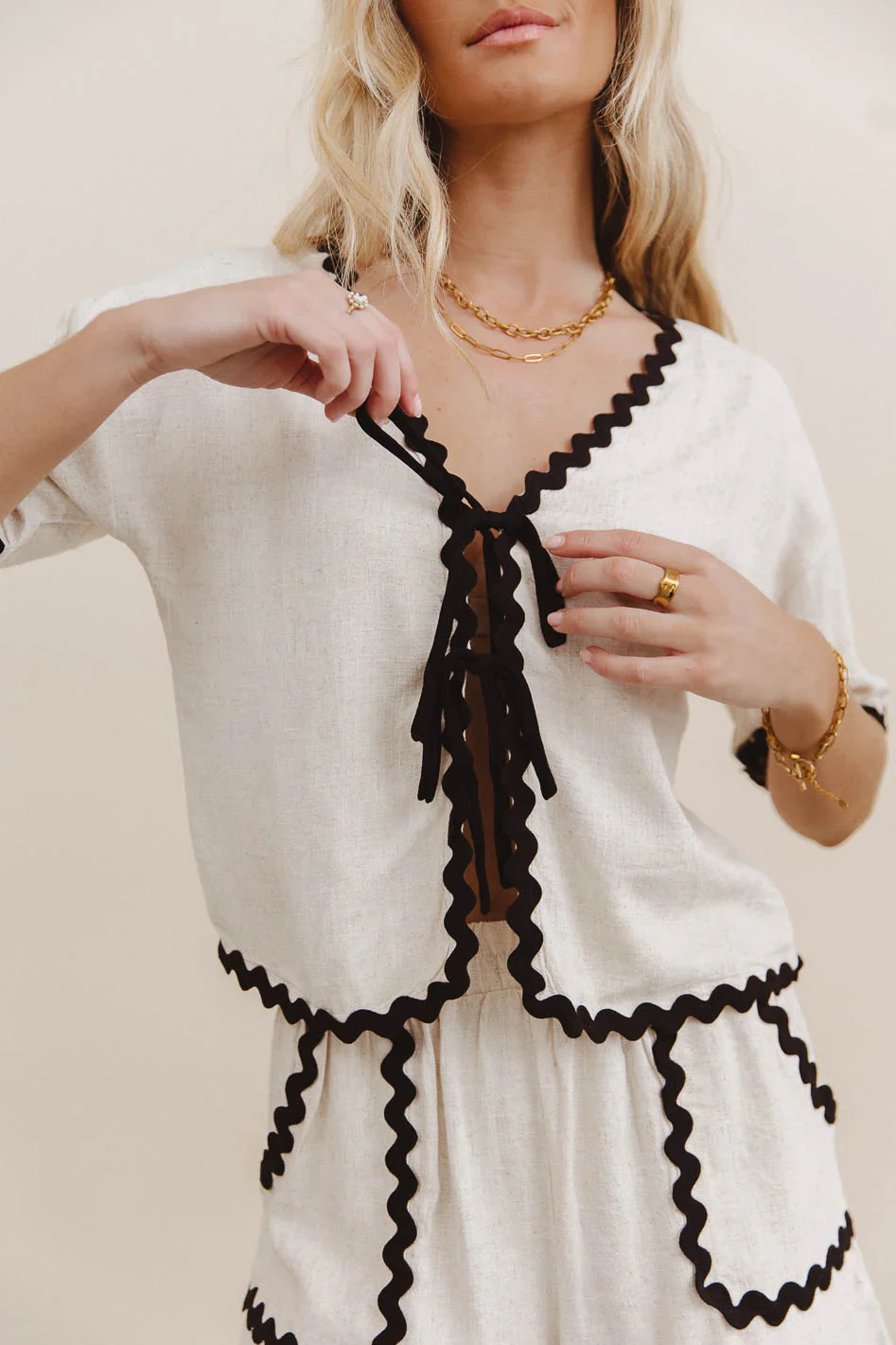 Bailey Ric Rac Tie Front Top