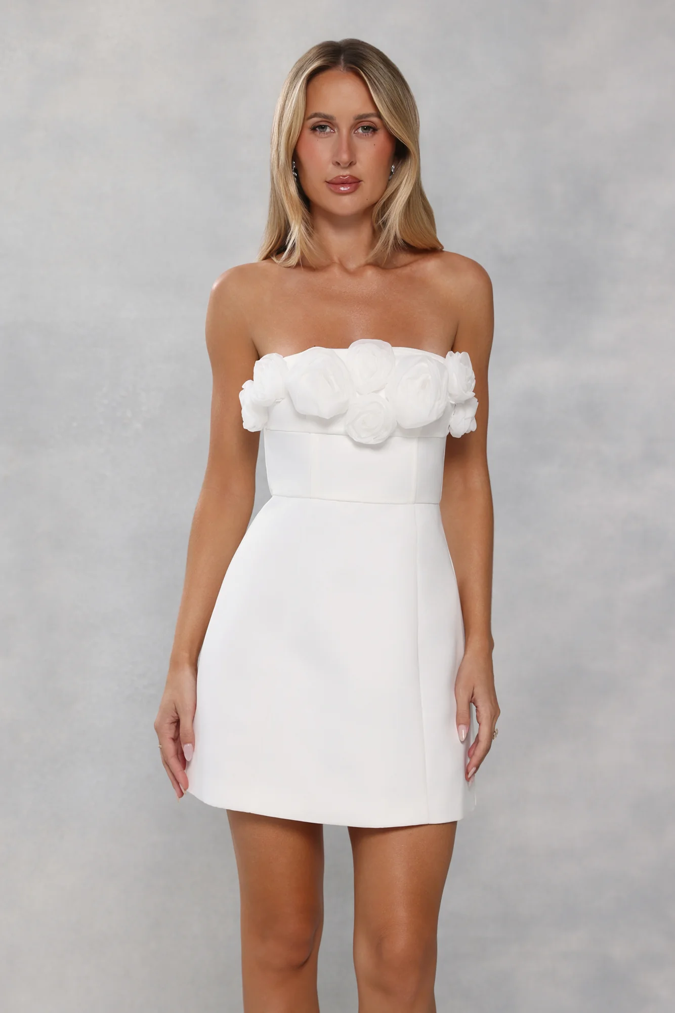 Wild Rose Affair Strapless Mini Dress White