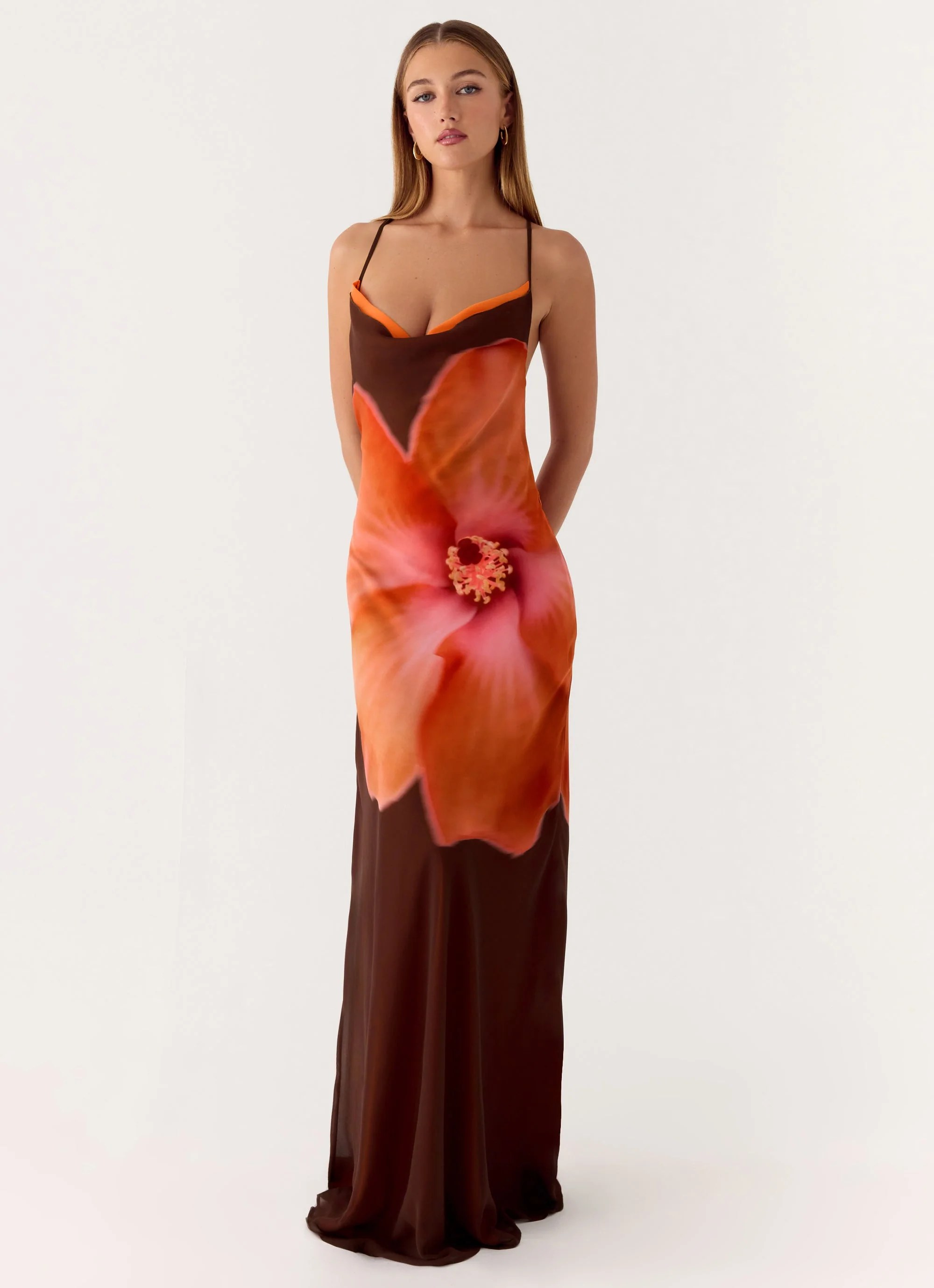 Night Drive Maxi Dress - Chocolate Blossom