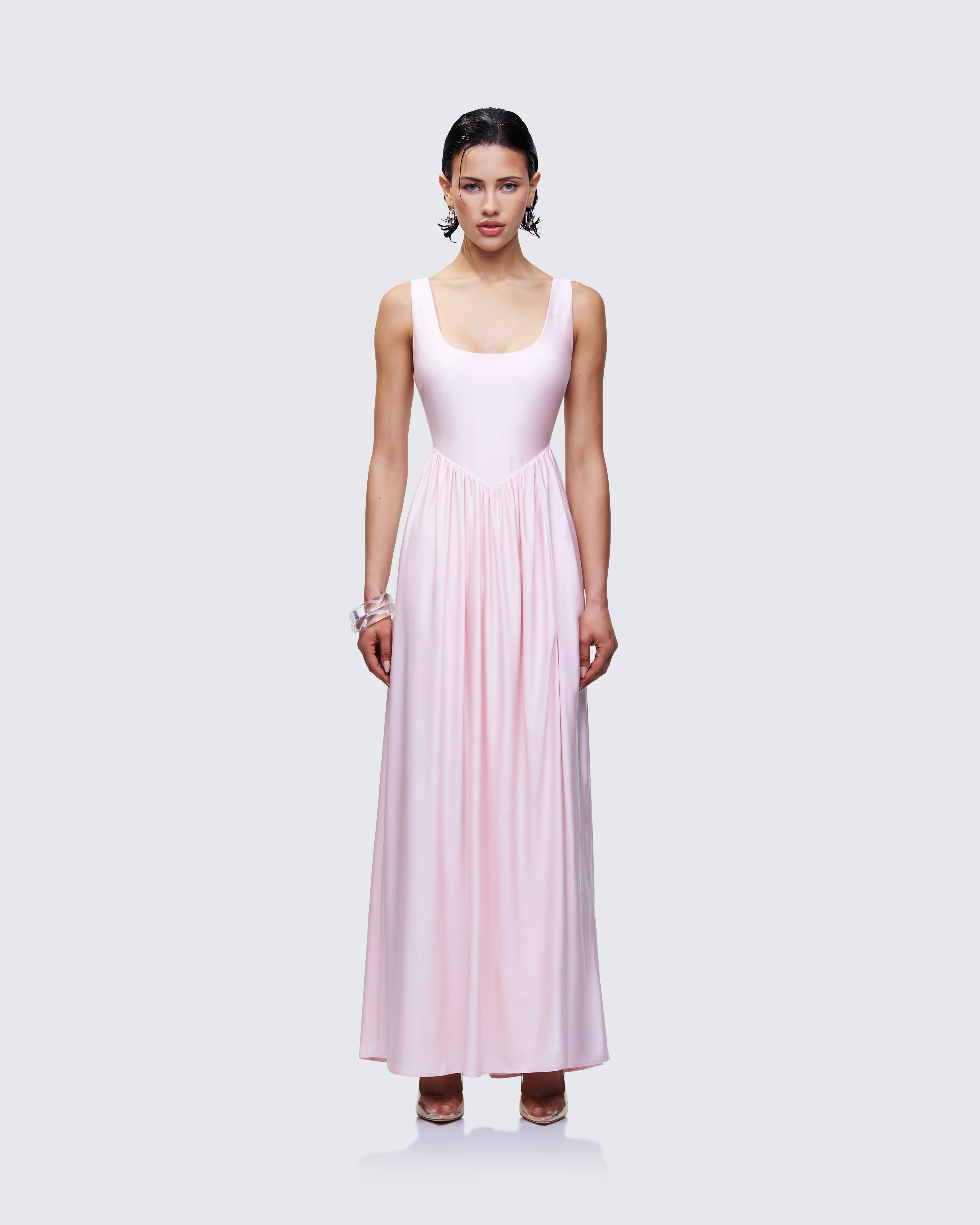 Isoria Pink Princess Waist Maxi Dress