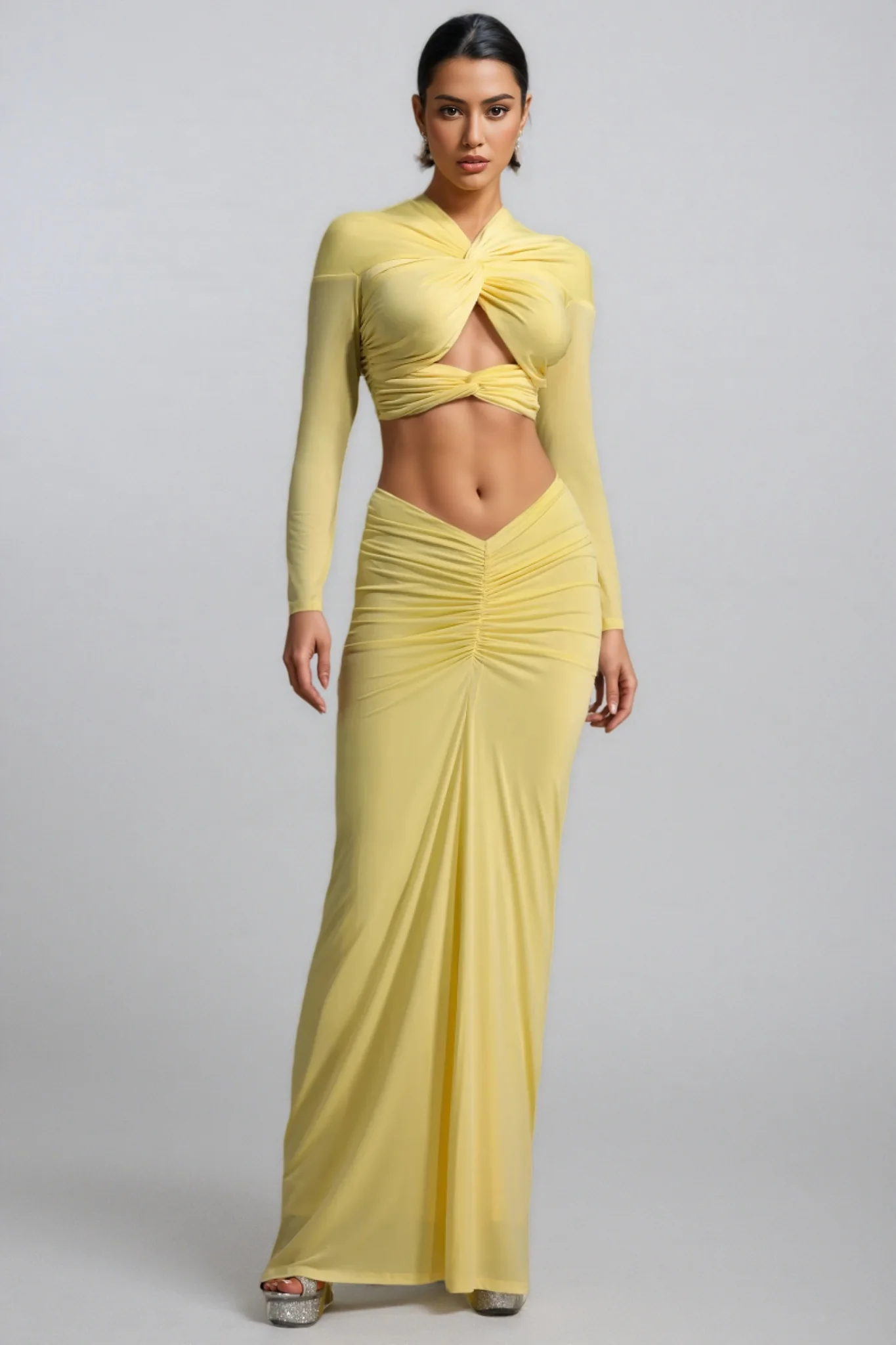 Raelse Long Sleeve Twisted Maxi Dress
