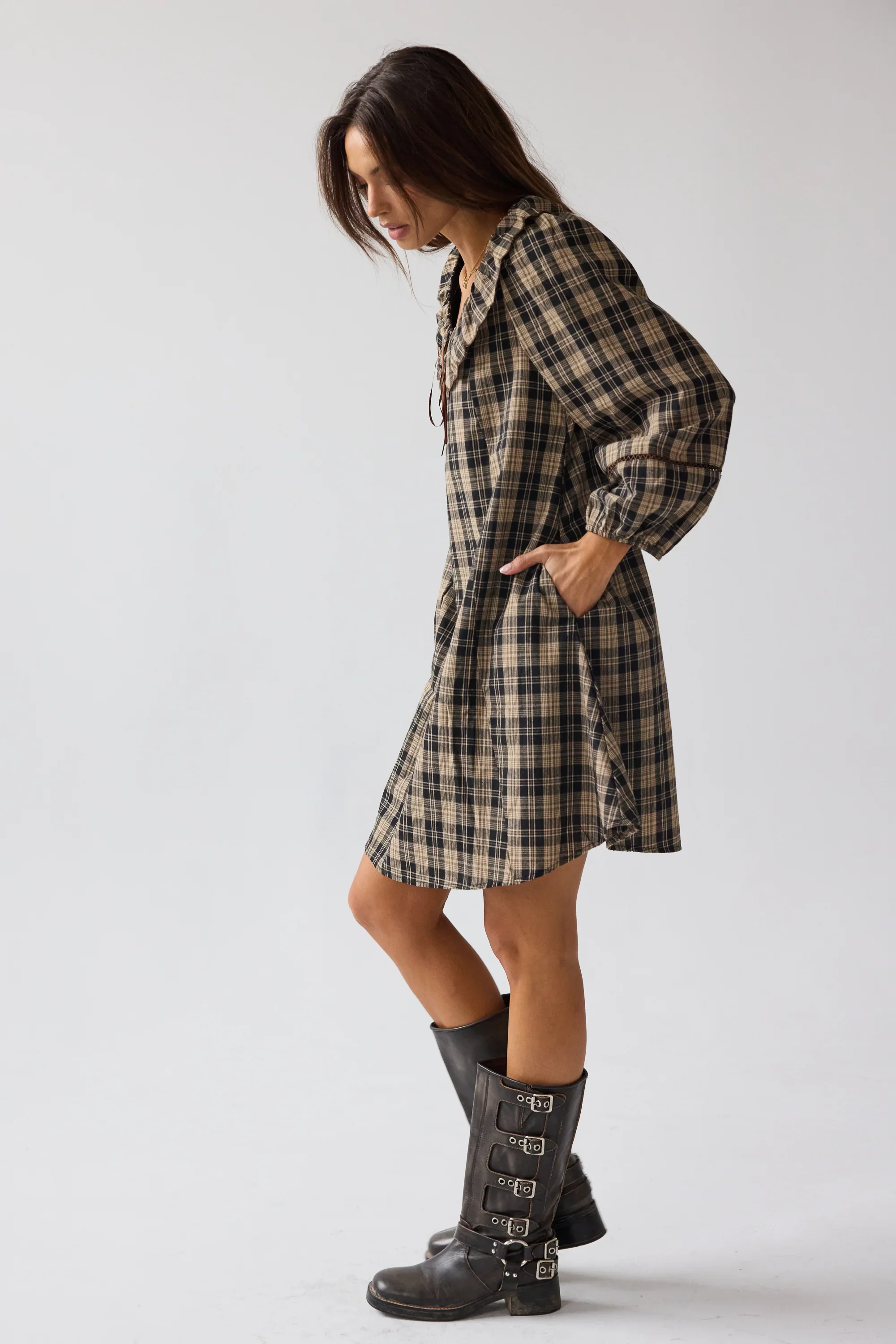 Darlene Plaid Midi Dress