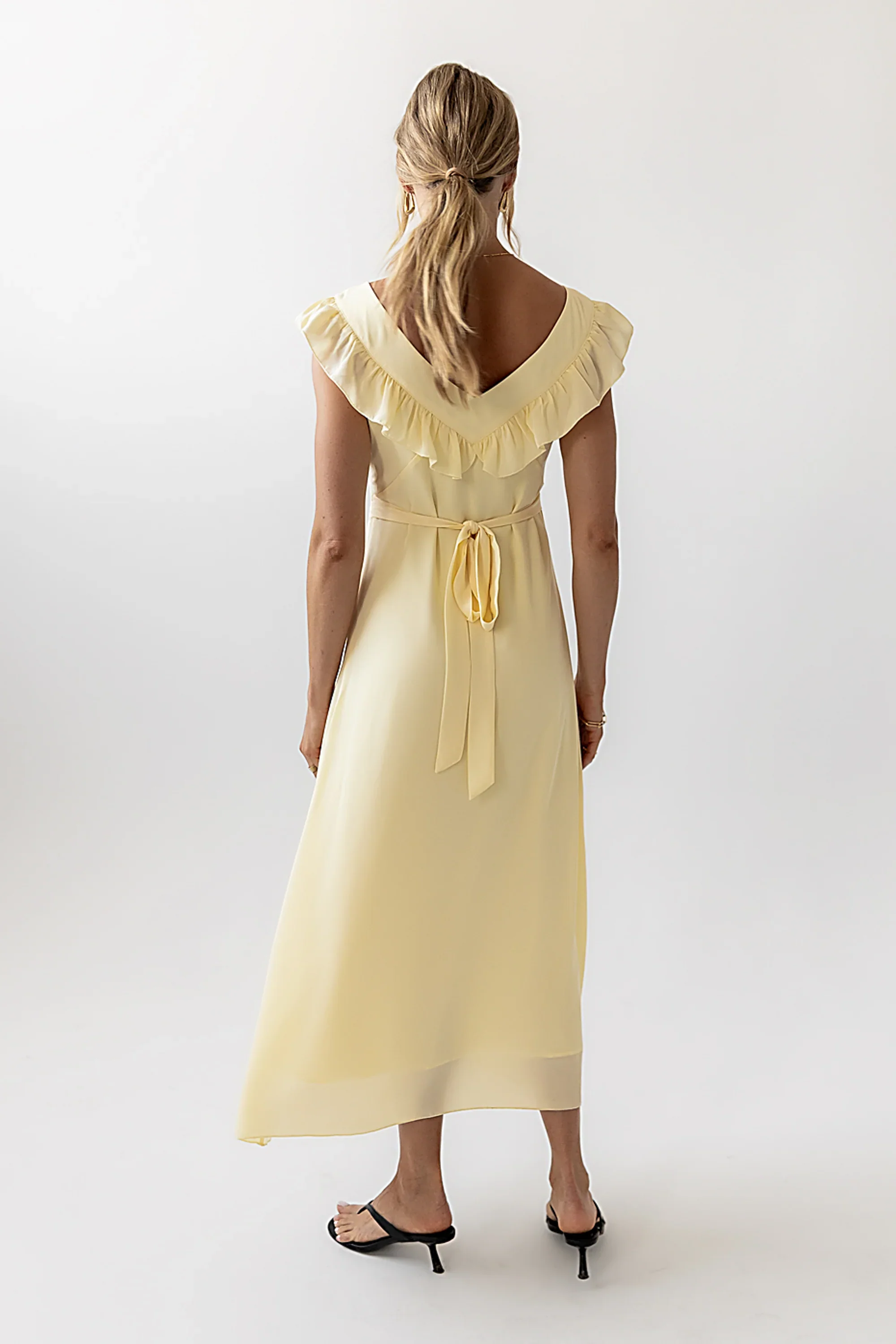 Lydia Ruffle Maxi Dress in Yellow - luluinthesky