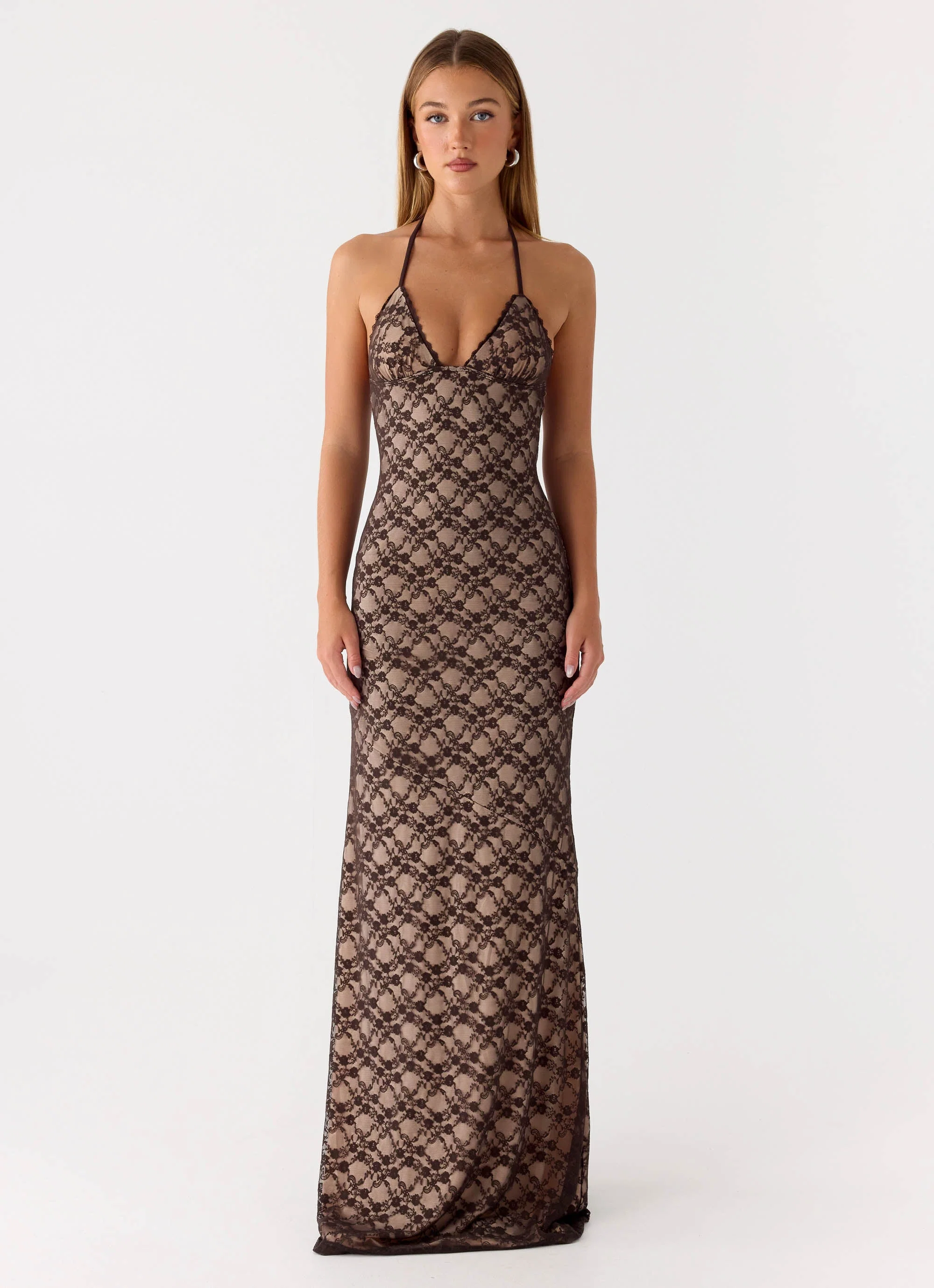 Zecca Lace Maxi Dress - Chocolate