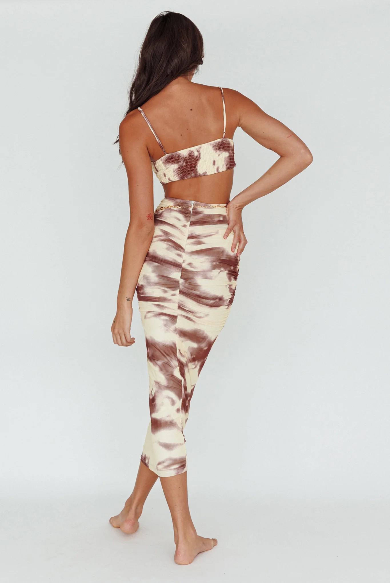 Palermo Cut-Out Midi Dress Printed Brown