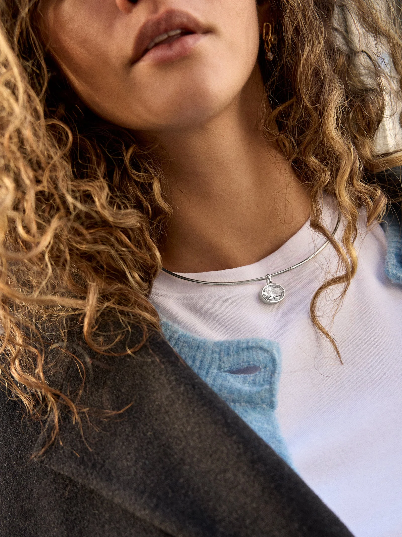 Lexi Crystal Collar Necklace - Silver