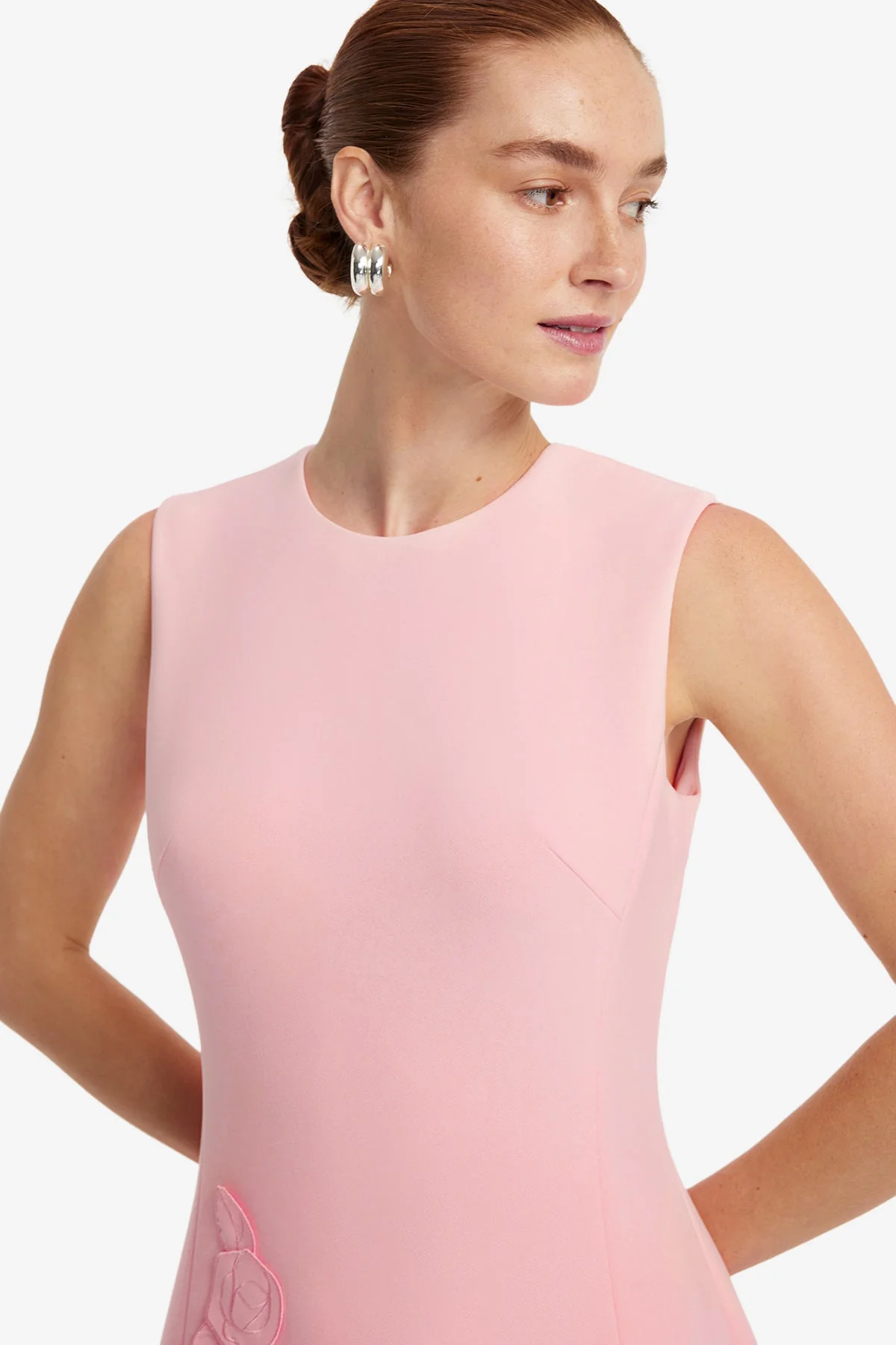 Cleo Appliqué Sleeveless Midi Dress - Blush Pink