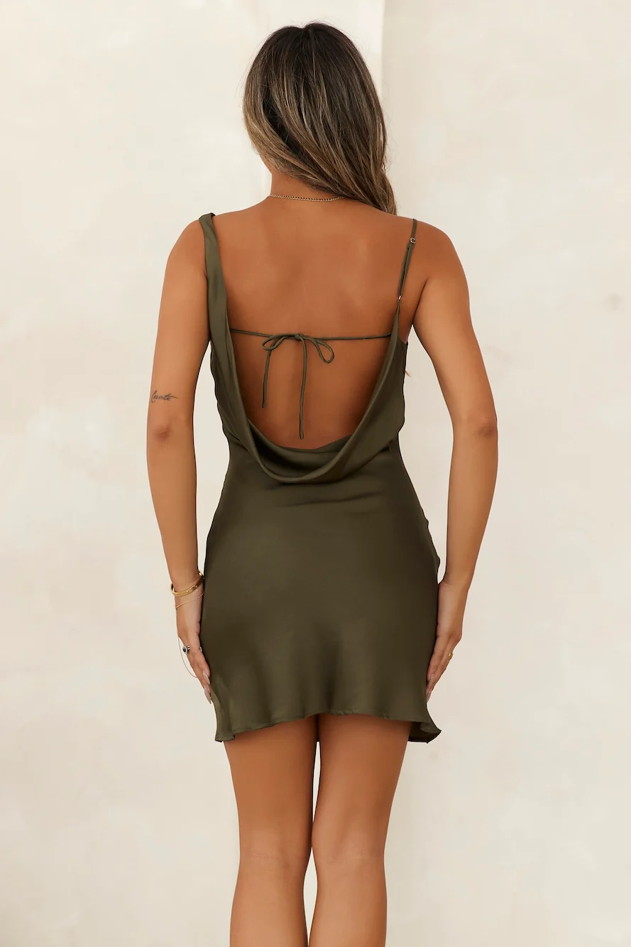 HELLO MOLLY Dreamy Date Night Mini Dress Khaki
