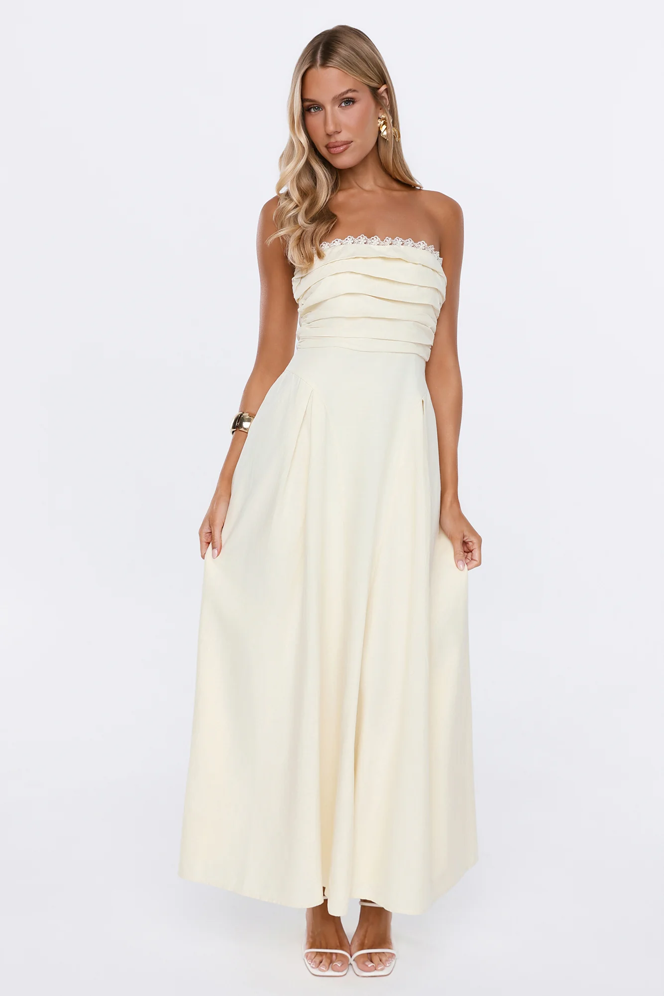 Lovely Affair Strapless Maxi Dress Yellow