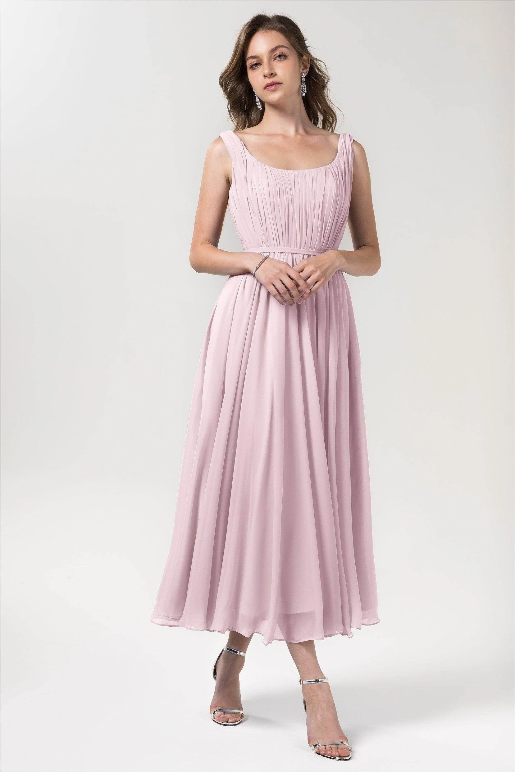 A-Line Tea Length Chiffon Bridesmaid Dress CB0555