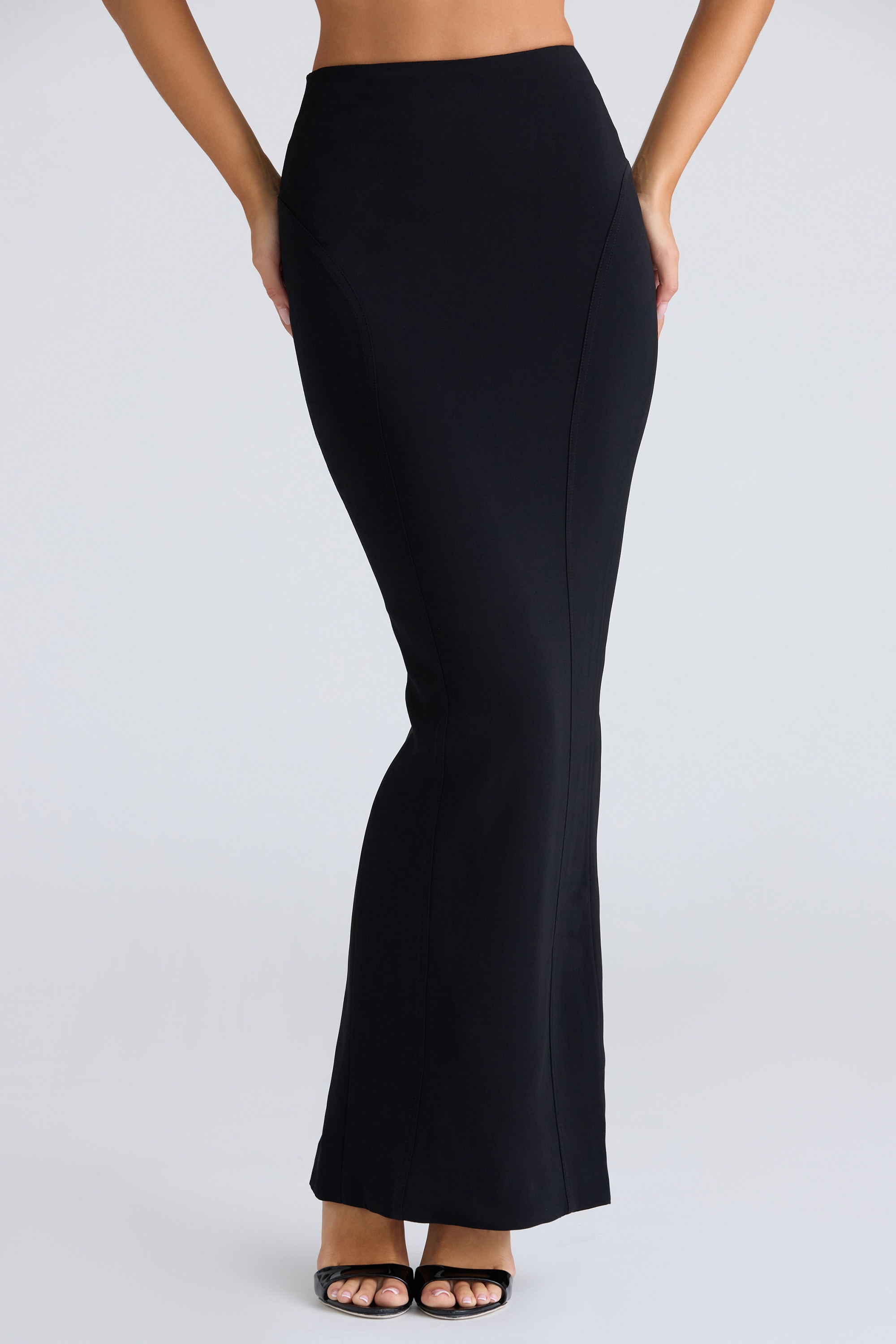 Black Panelled Bodycon Skirt