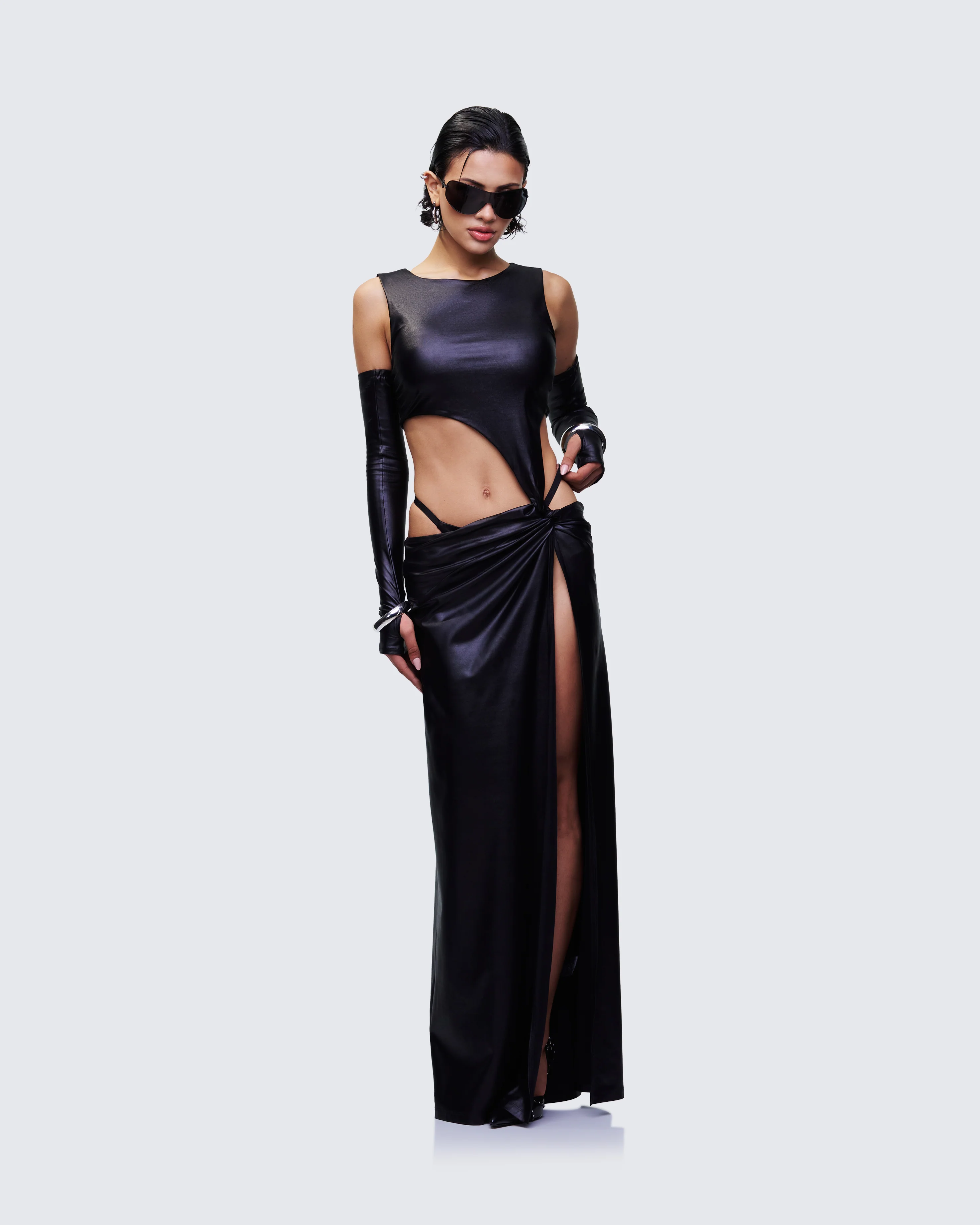 Aiala Black Knot Front Cutaway Dress