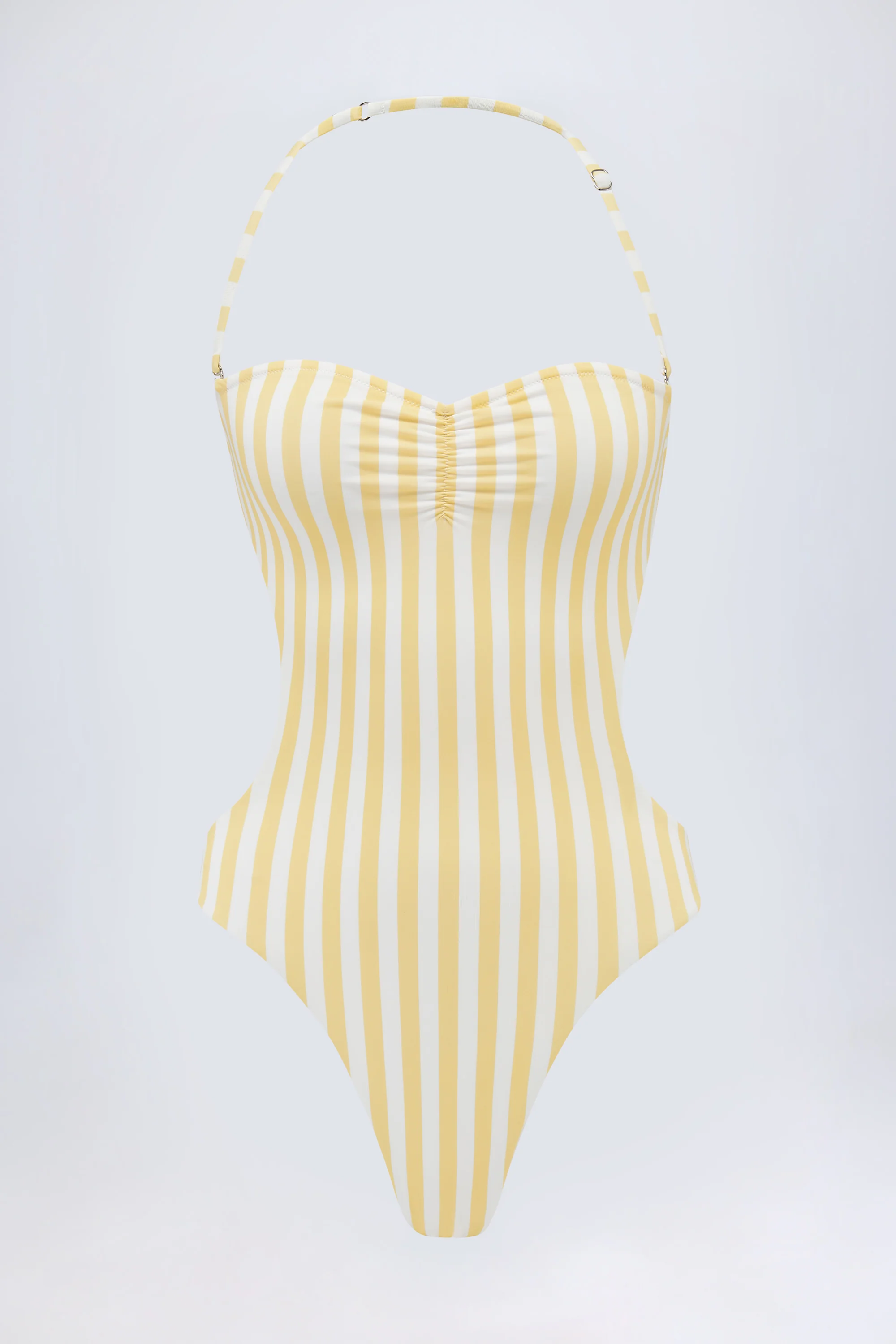 Cut-Out Halterneck Swimsuit in Lemon