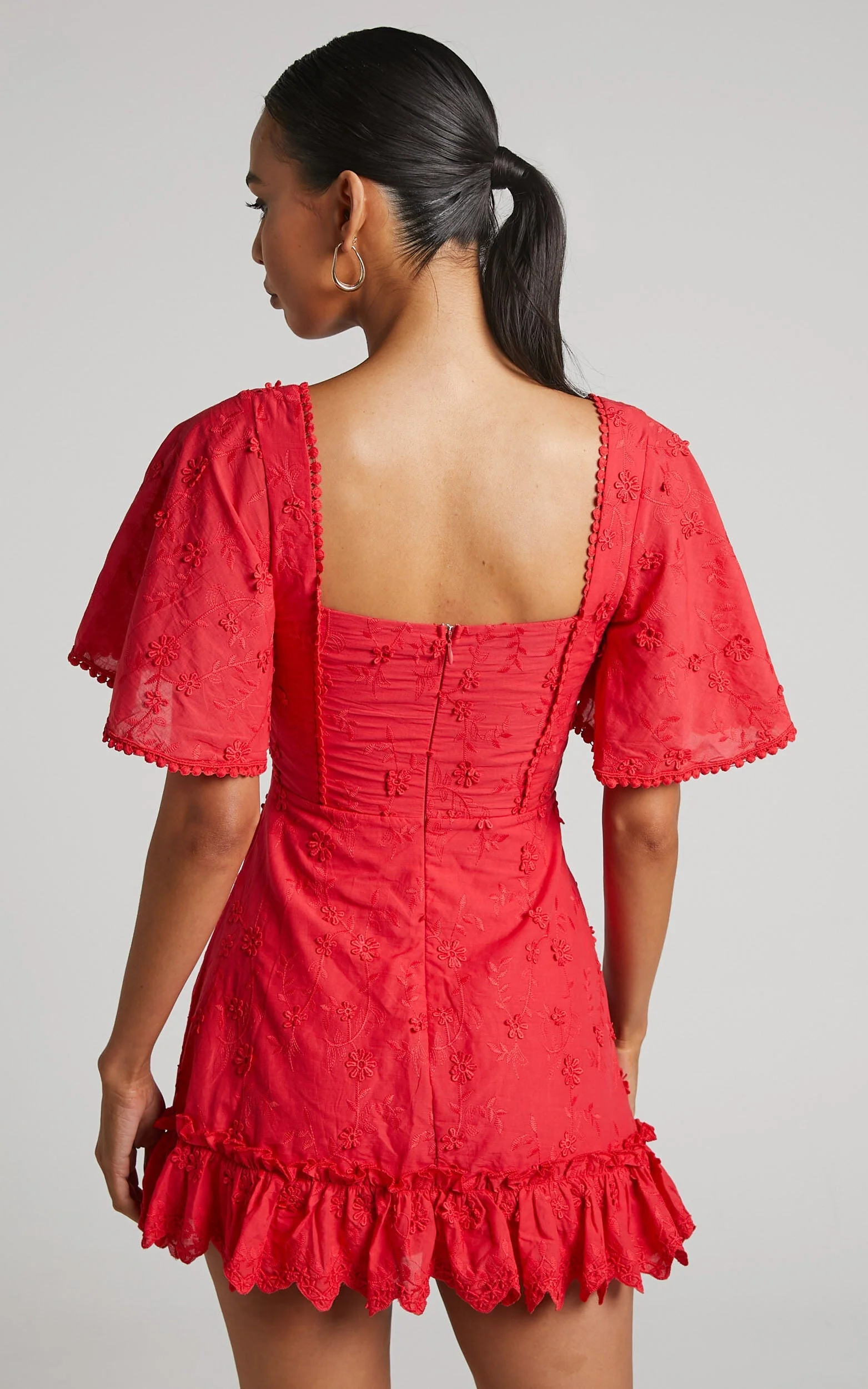 Fancy A Spritz Mini Dress - Square Neck Dress in Red - luluinthesky