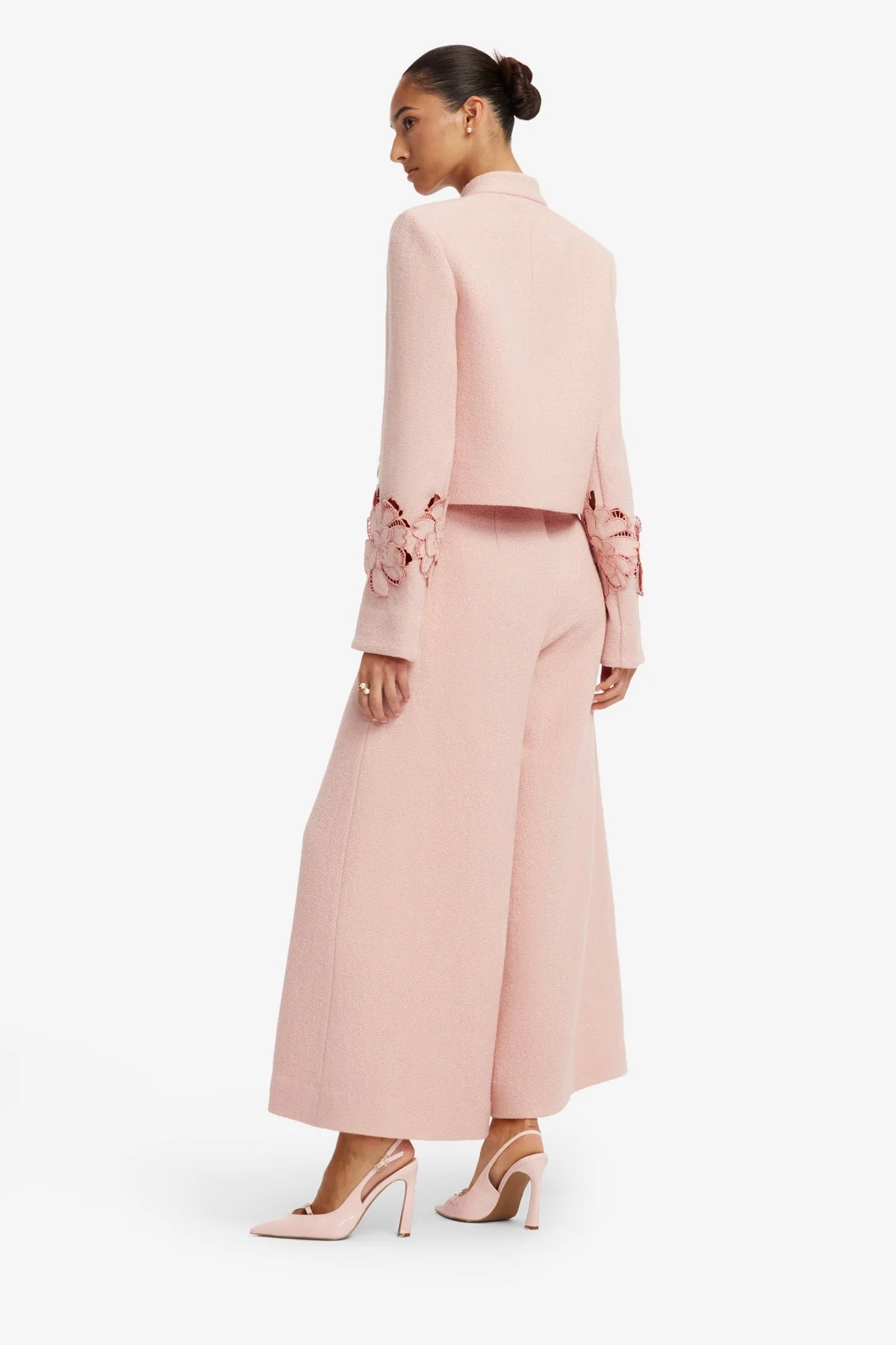 Christine Appliqué Tweed Pants - Dusty Pink