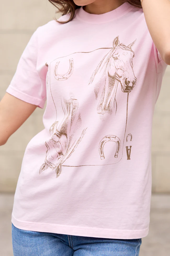 Horseshoe Card Light Pink Graphic Tee