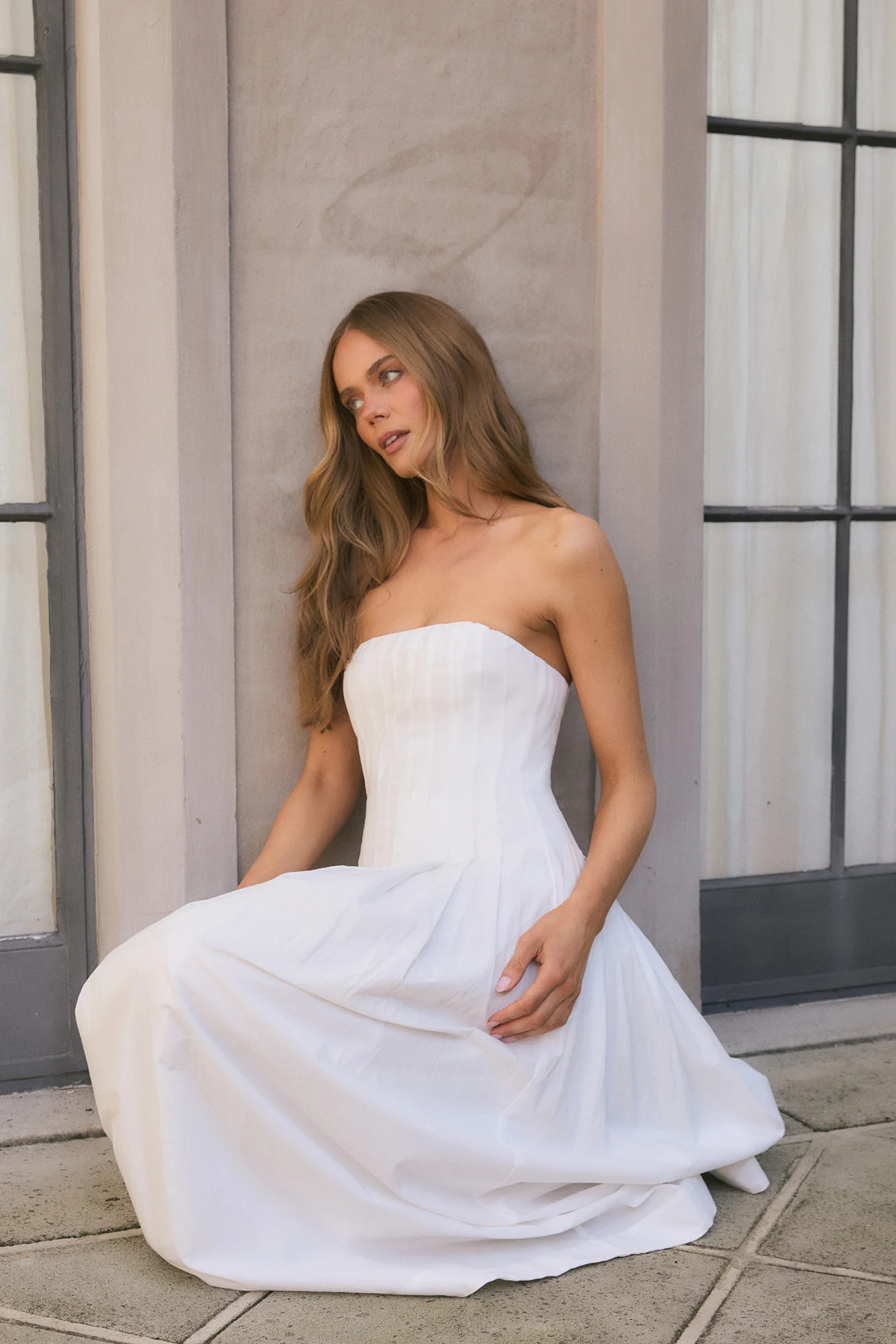 Sunshine Serenity Strapless Midi Dress White - FASHION NOB