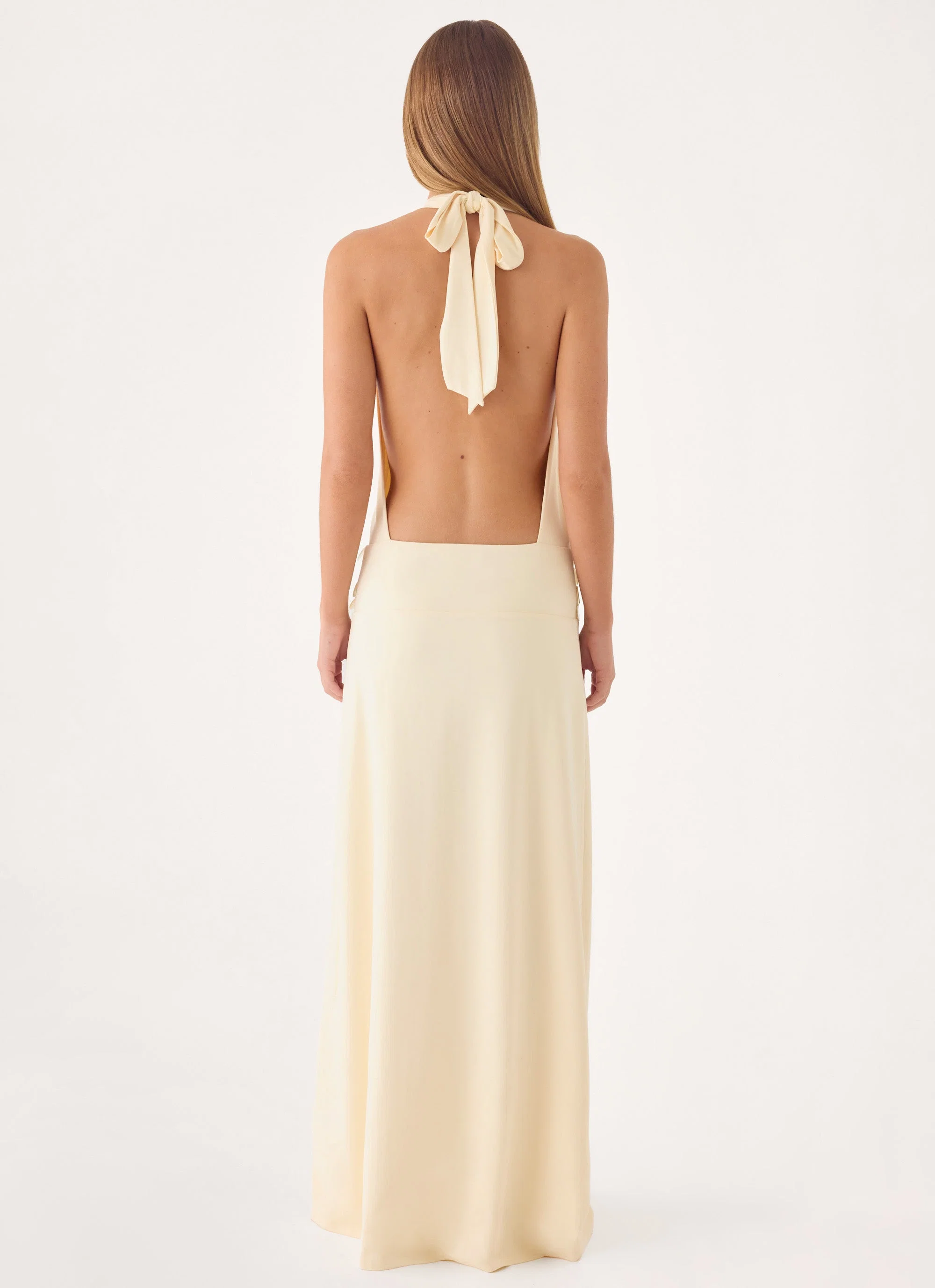 Kolisa Beaded Halter Maxi Dress - Cream